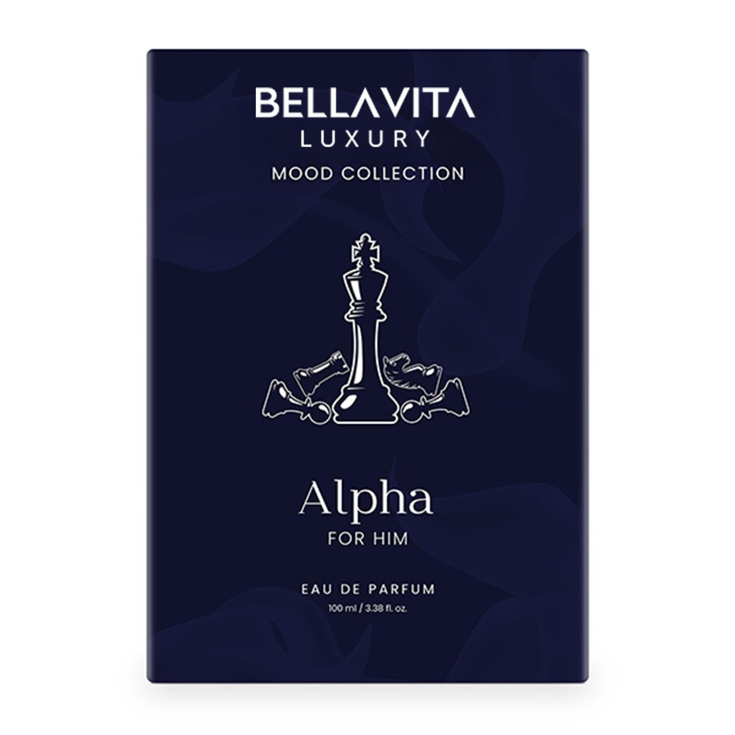 BELLAVITA Alpha Pheromone Inspire Perfume for Men 100ml bottle from the Luxury Mood Collection, with sleek packaging and clear fragrance label.