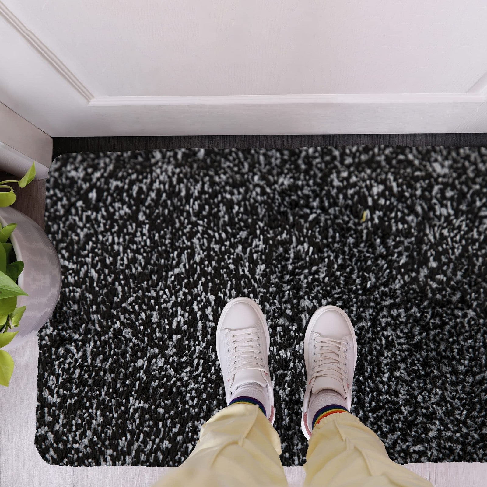 Microfiber indoor door mat by Rugmast, 24x36 inches, washable, non-slip entry rug with textured surface for added grip.