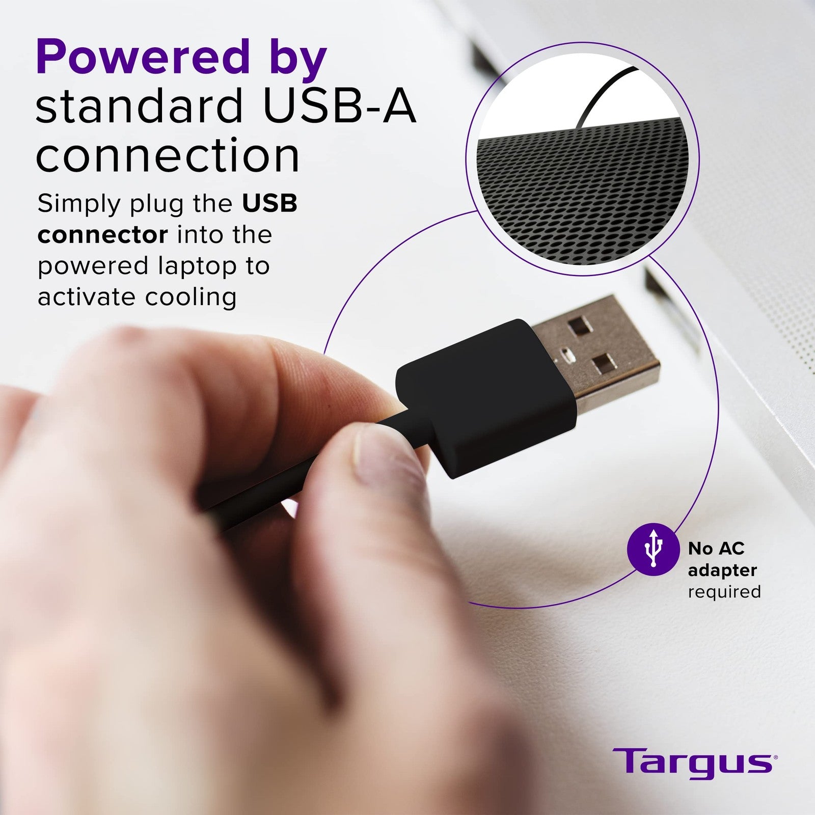 Black Targus Chill Mat for 16-inch laptops with ergonomic design and ventilation, supporting comfortable cooling and airflow.