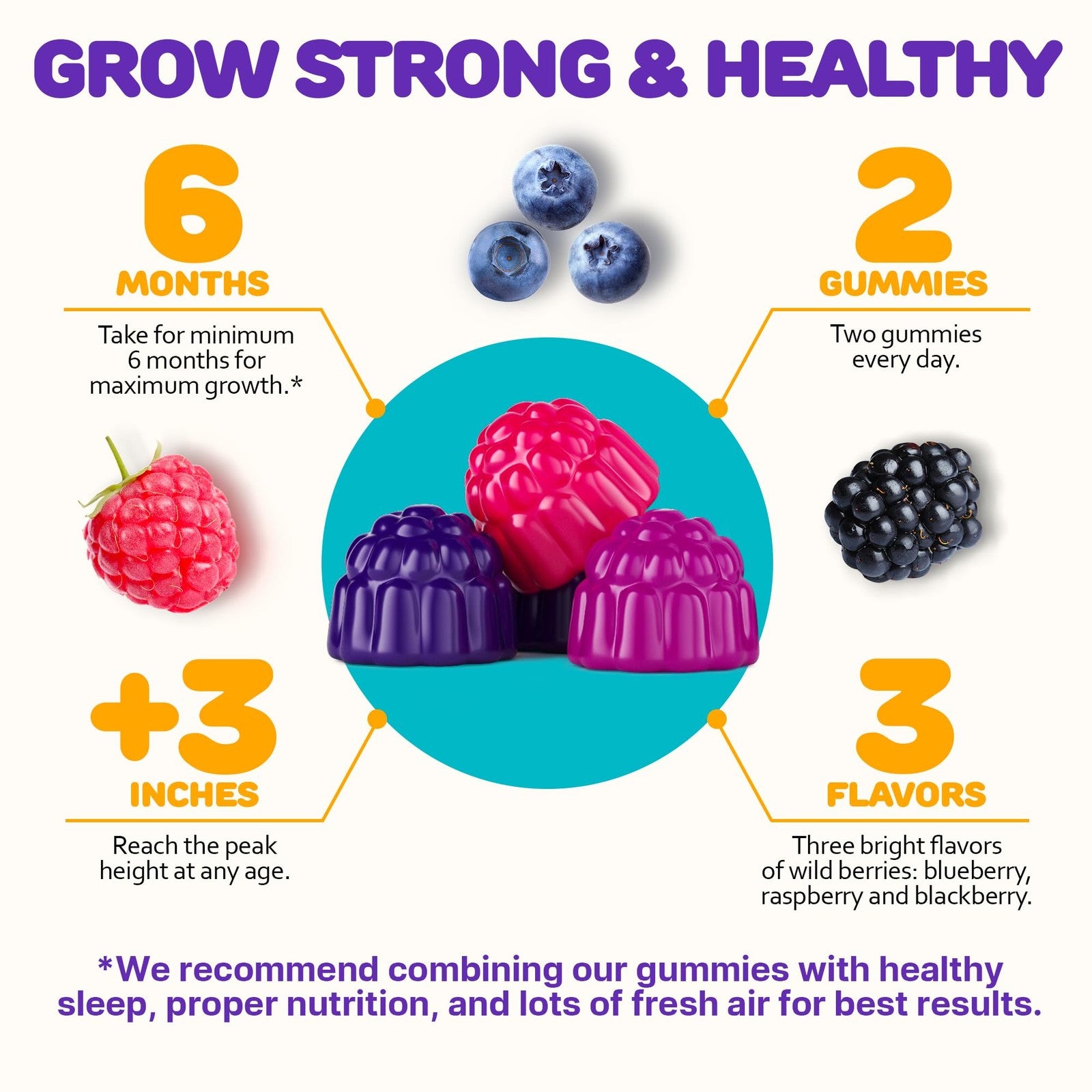 Silverpeaks Height Growth Gummies for Kids and Teens, chewy vitamins designed to support height increase and overall growth.