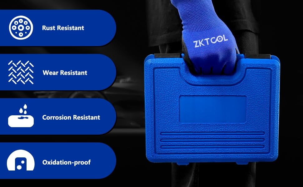 ZKTOOL GM245 fuel injector rail assembly remover tool with fuel injector seals installed, showing the tool and engine components.