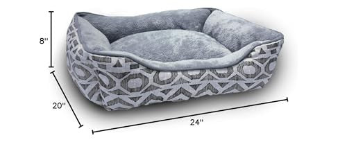 Modern Threads luxury dog bed with oxford printed plush fabric, designed as a cozy cuddler for small to medium dogs.