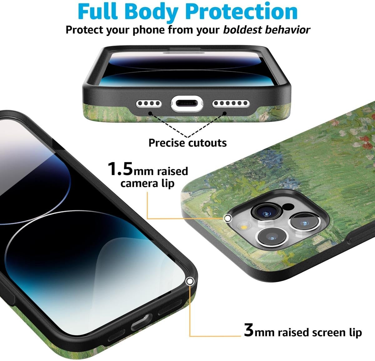Casely iPhone 15 Pro Max case featuring Van Gogh’s Admired Garden artwork with vibrant floral and garden design.