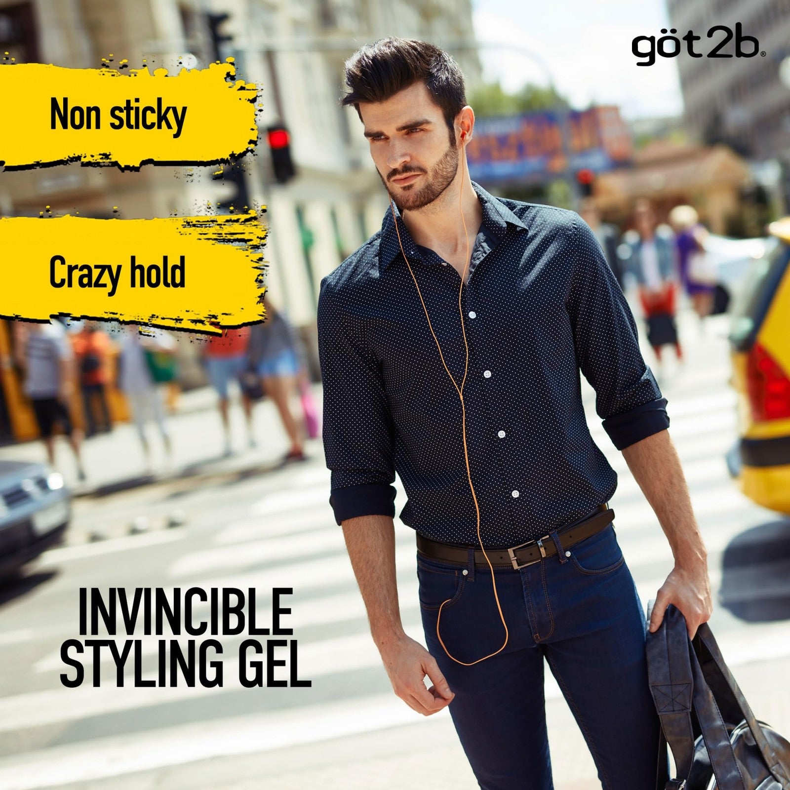 Got2b Ultra Glued Invincible Styling Hair Gel in 1.25oz packs, showing the gel in a clear tube with branding and product details.