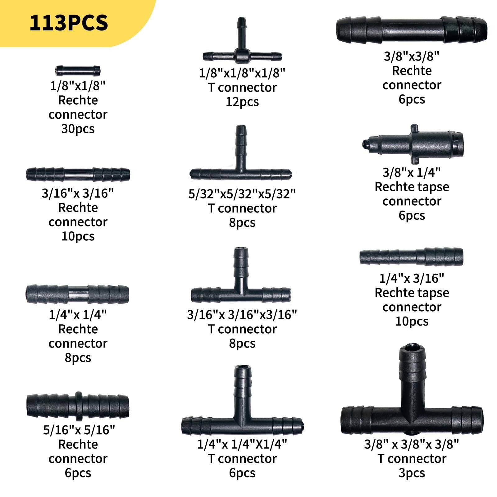 Unicaravan 10ft silicone vacuum hose kit with six sizes, 113 connectors, and a cutter for RV and caravan vacuum systems.