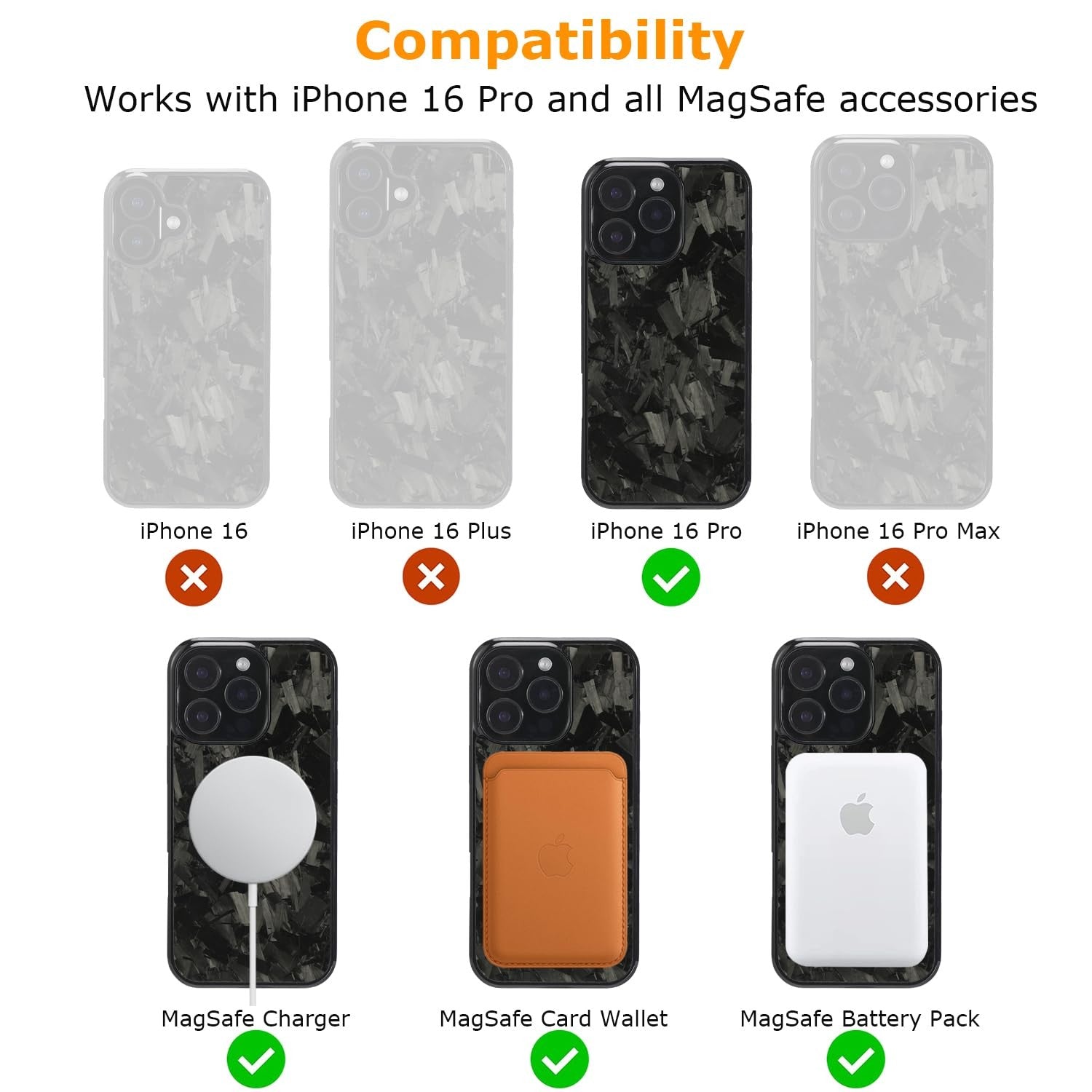 molzar Grip Series iPhone 16 Pro case with real forged carbon fiber exterior and built-in grip design.