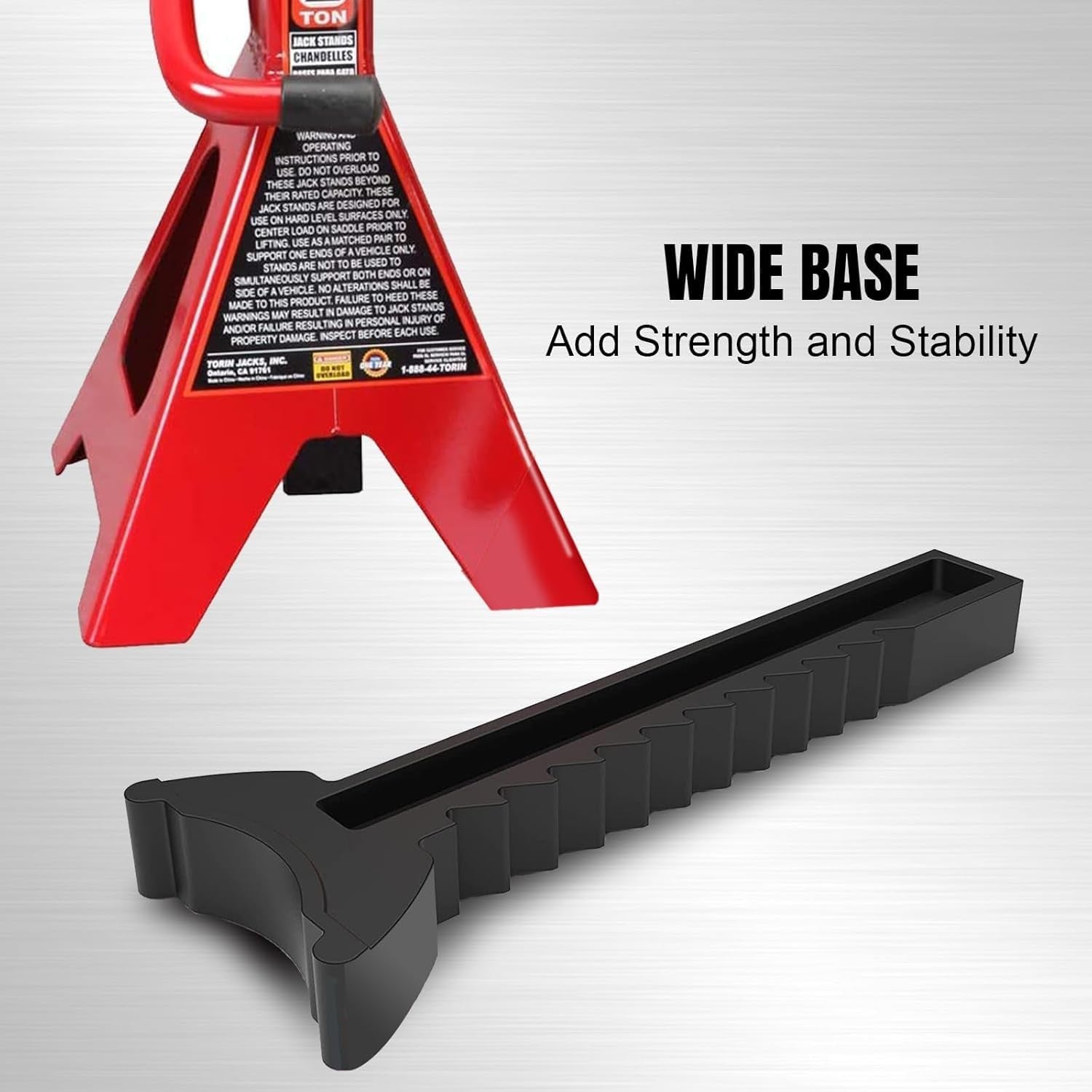 Big RED 2 Ton steel car jack stands for automotive use, shown in a 2-pack, with adjustable height and sturdy construction.