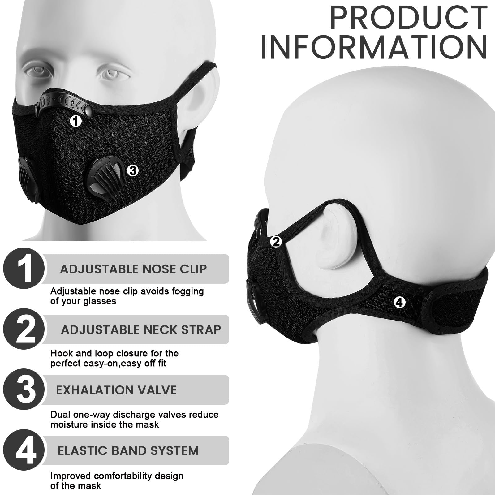 Threlaco 8-piece set of breathable, reusable dust masks with activated carbon filters for respiratory protection.