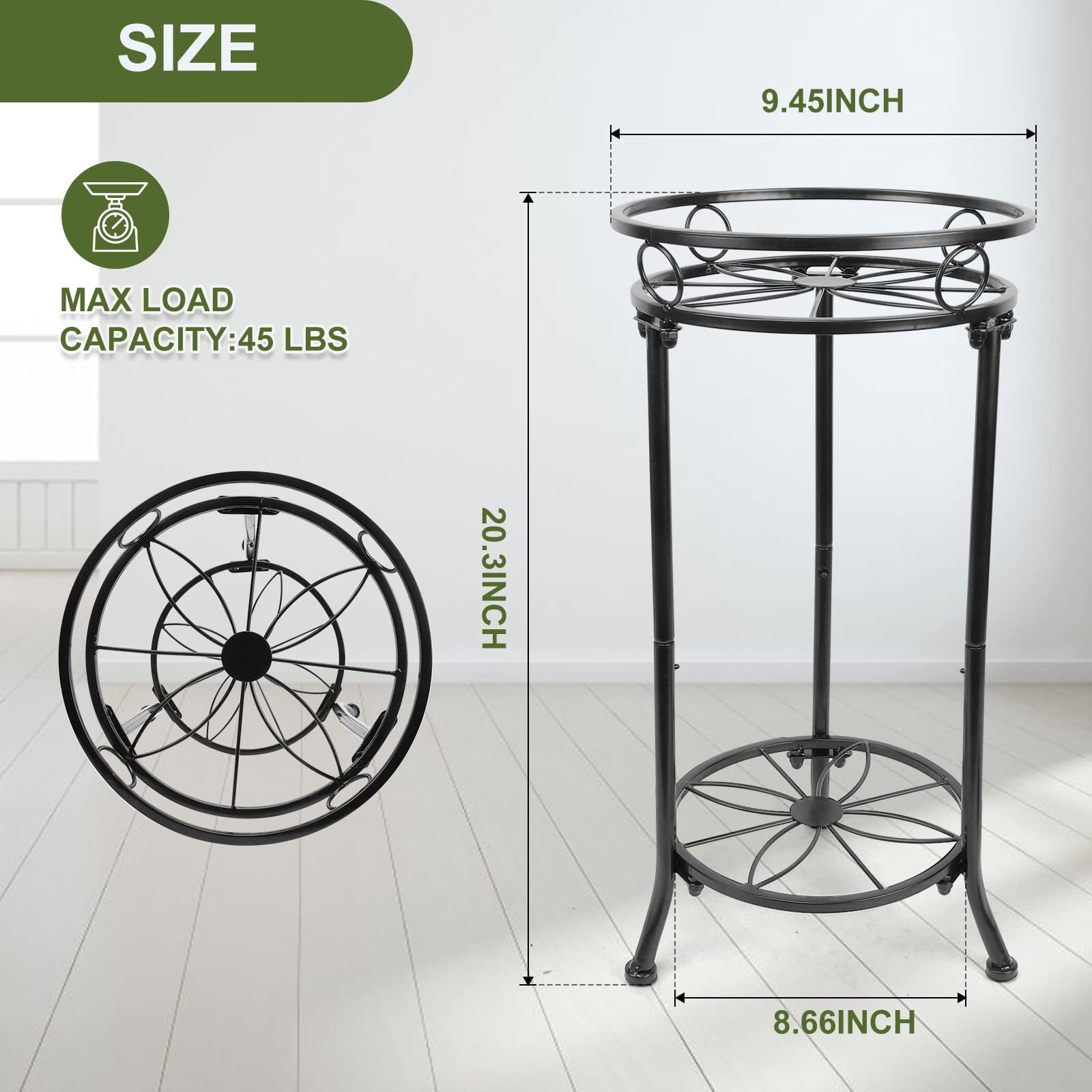 YHIJURS 2-pack metal plant stands, 20.3-inch tall, indoor and outdoor 2-tier plant holders with modern design