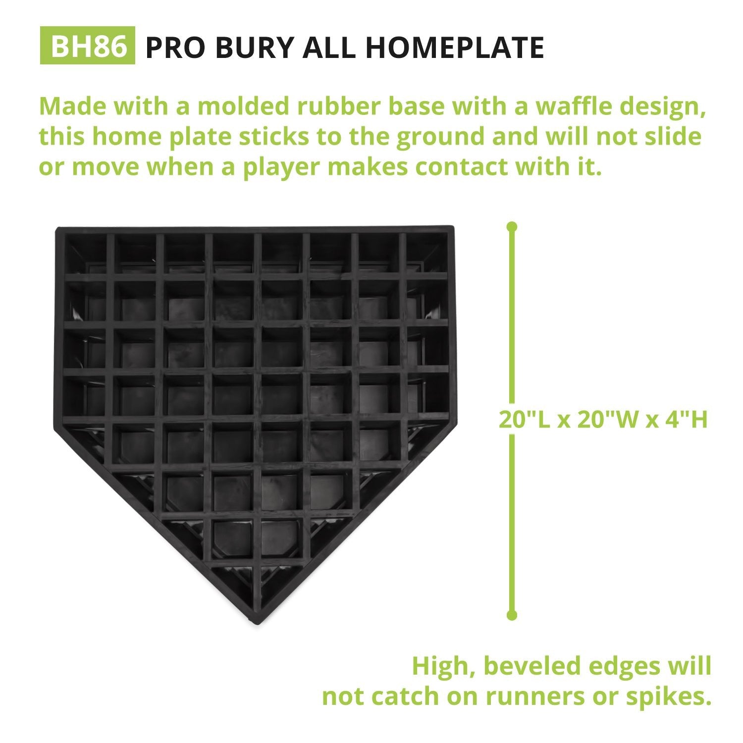 Champion Sports Pro Bury All homeplate with waffle bottom, durable baseball or softball field equipment for secure ground placement.