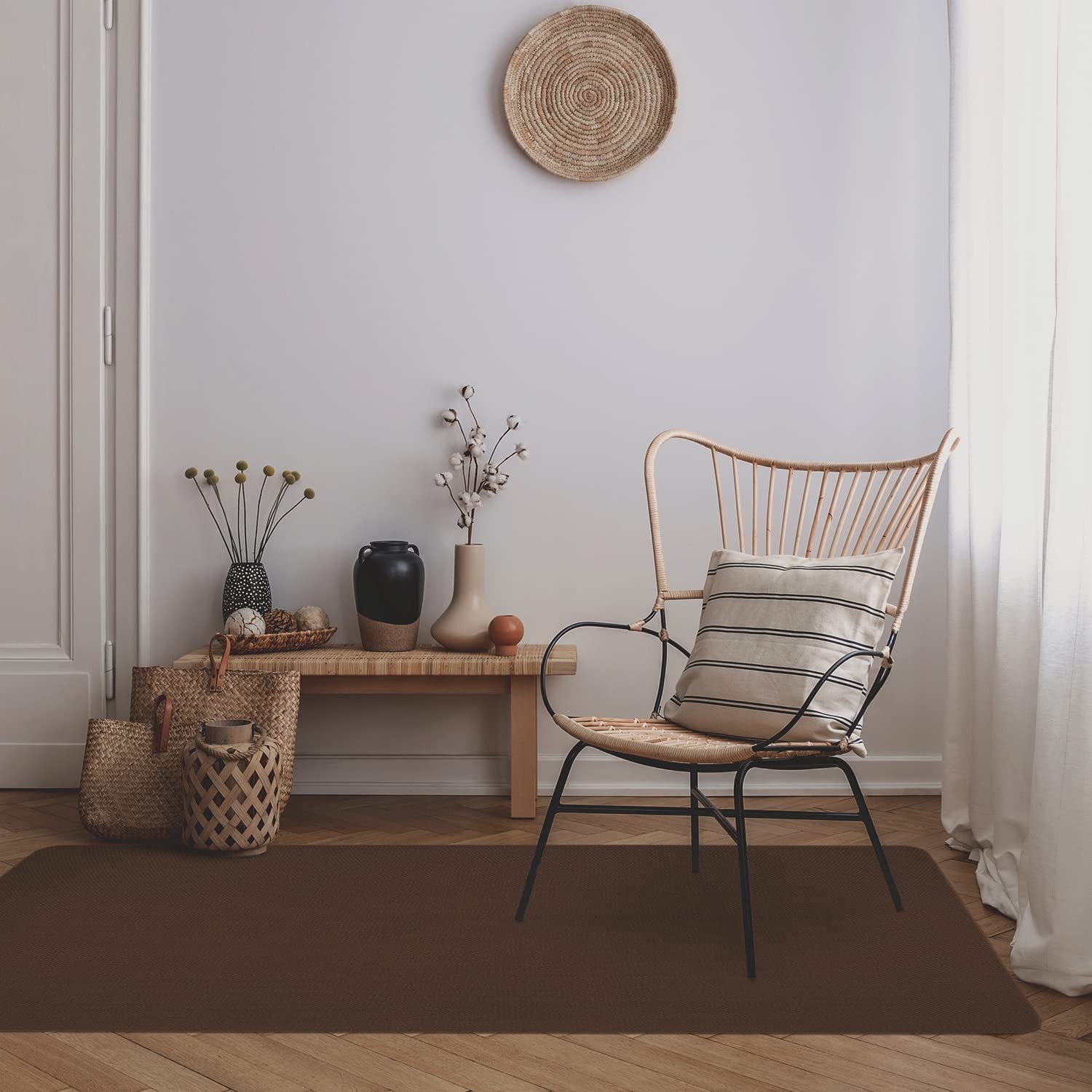 House, Home and More skid-resistant indoor carpet area rug with textured pattern, suitable for living rooms and entryways.