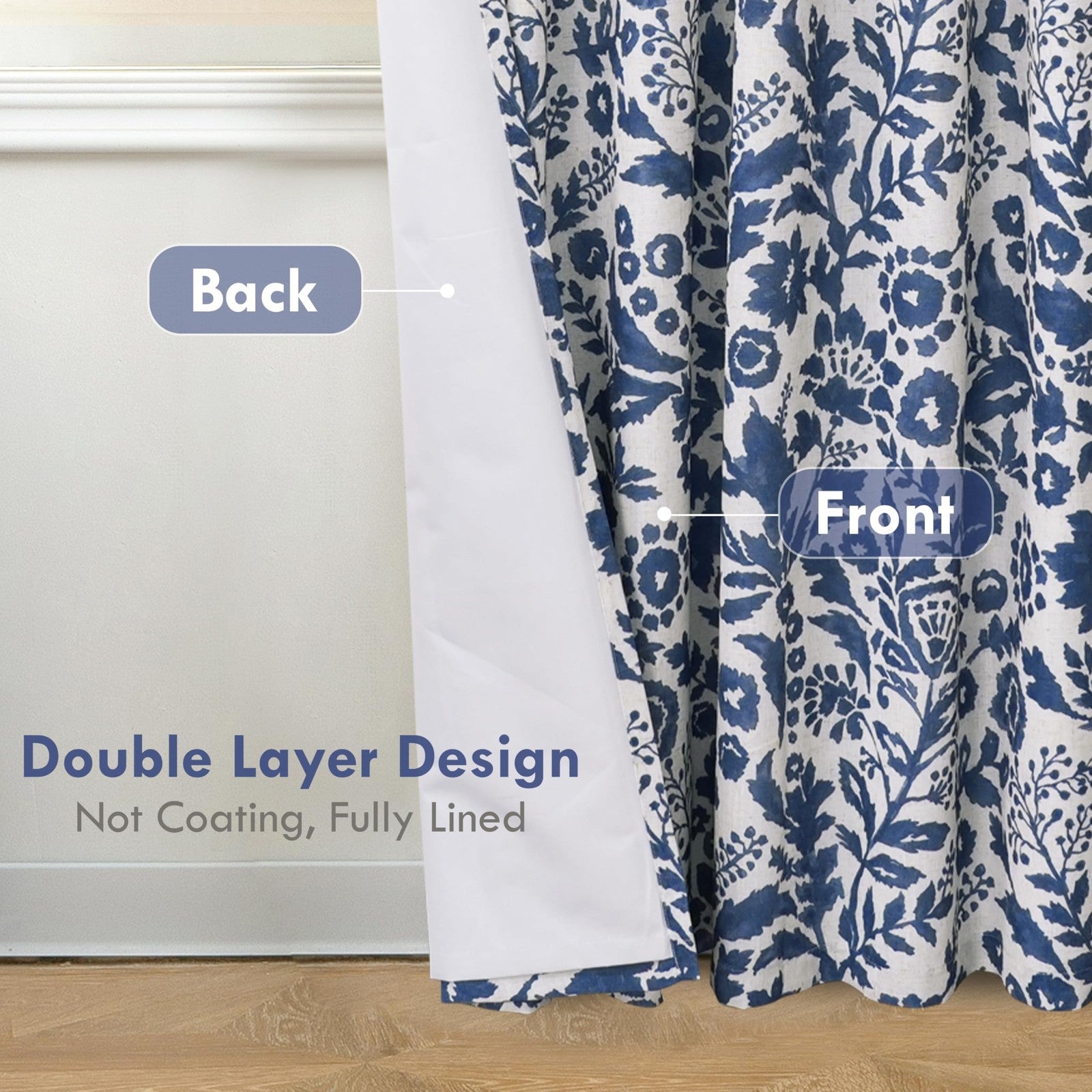DriftAway Julia watercolor blackout window curtains with thermal lining for energy efficiency and room darkening.
