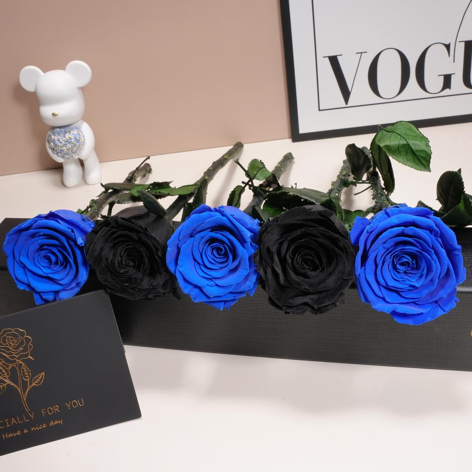 Yamonic preserved rose flowers gift set with 10 roses, perfect for mom or grandma birthday gift, beautifully arranged in a clear box.