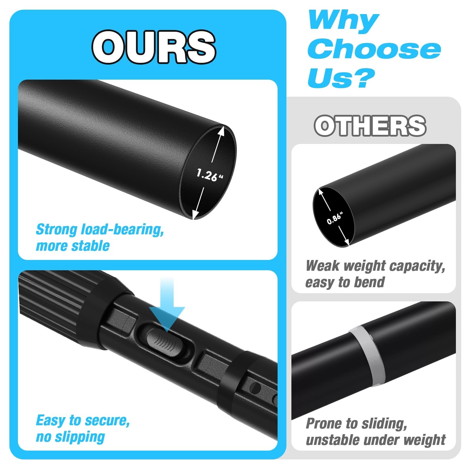 Mexau black tension curtain rod for windows, adjustable 41-185 inches, heavy-duty tension rod for home window curtains