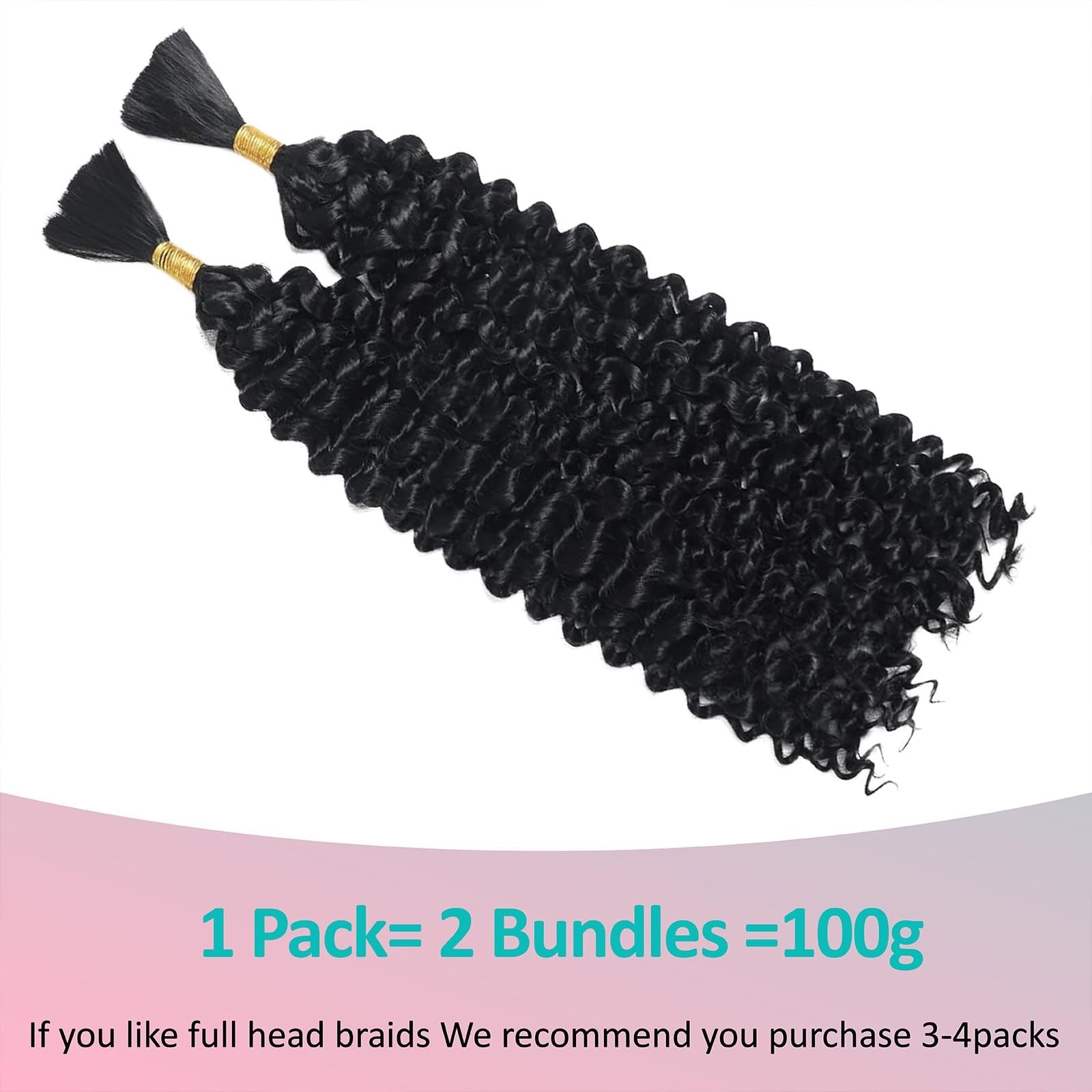 Curly kinky boho braiding hair in 26-inch bulk, ideal for creating stylish boho braids, displayed in natural unbranded packaging