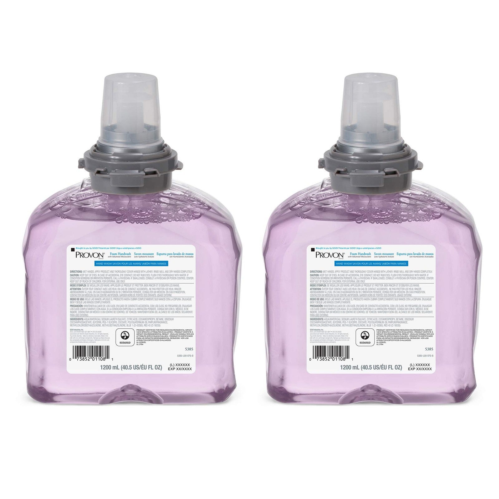 GOJO PROVON foaming handwash with cranberry fragrance and moisturizers, 12-ounce bottle with pump dispenser.