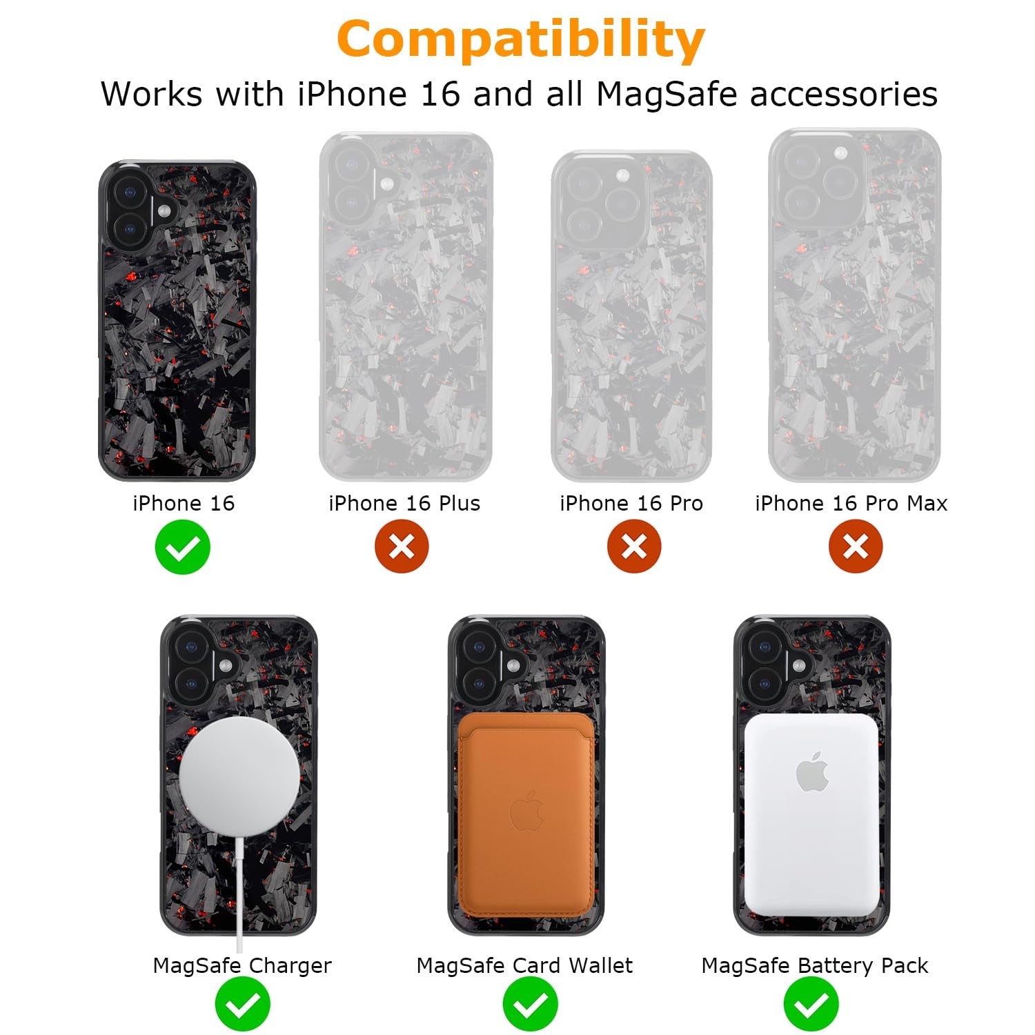 Molzar Grip Series iPhone 16 case with real forged carbon fiber and grippy edge, providing durable protection and stylish design.