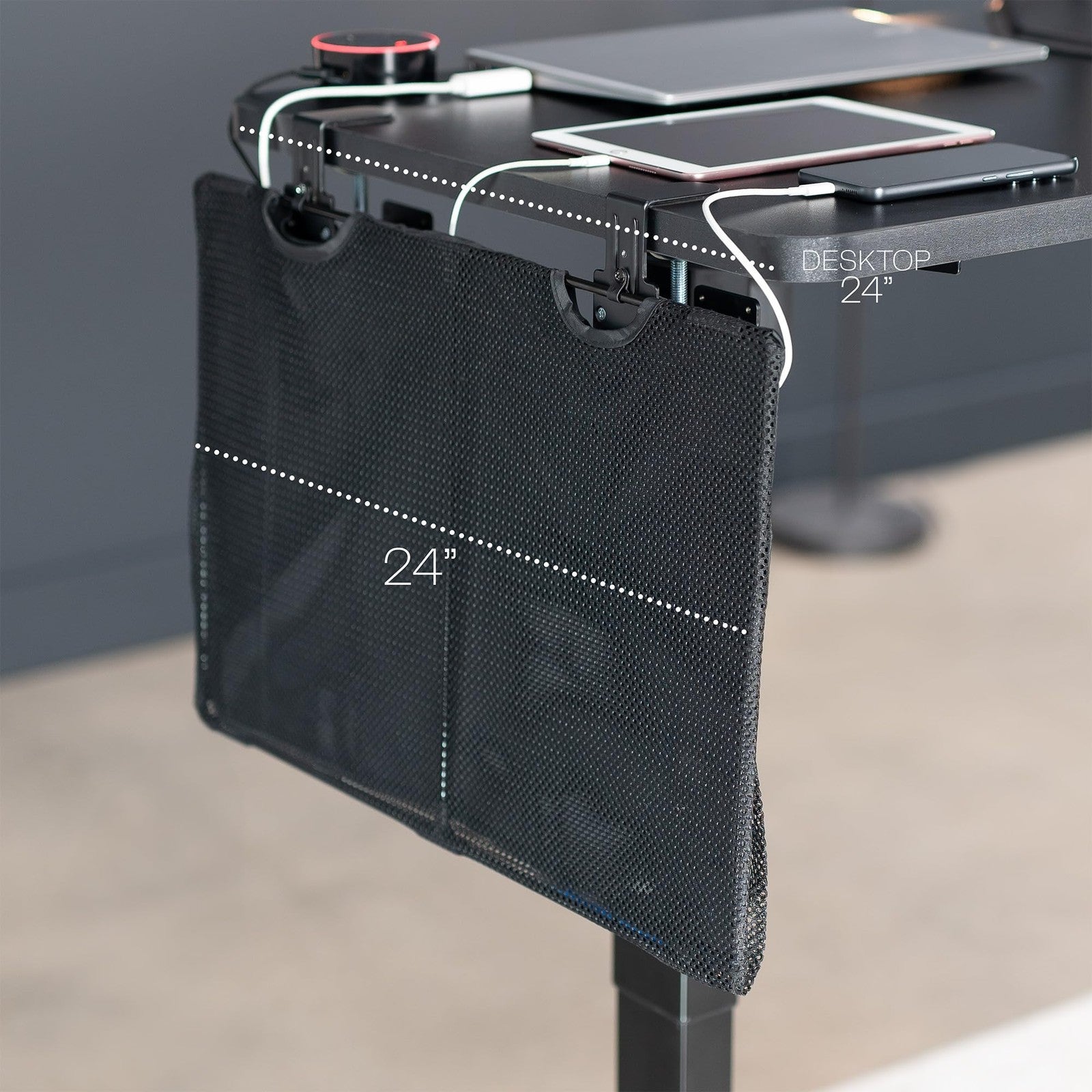 VIVO 24-inch clamp-on privacy and cable management sleeve with wire hider for organized, concealed wiring in office or home.