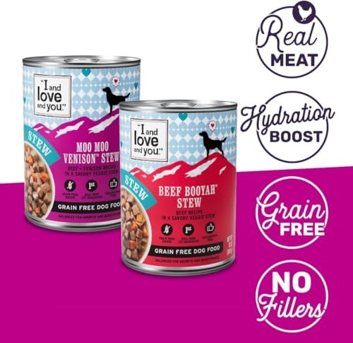 I AND LOVE AND YOU Wet Dog Food Bundle with Deer Moo Variety Pack, featuring two cans of premium dog food for small and medium dogs.