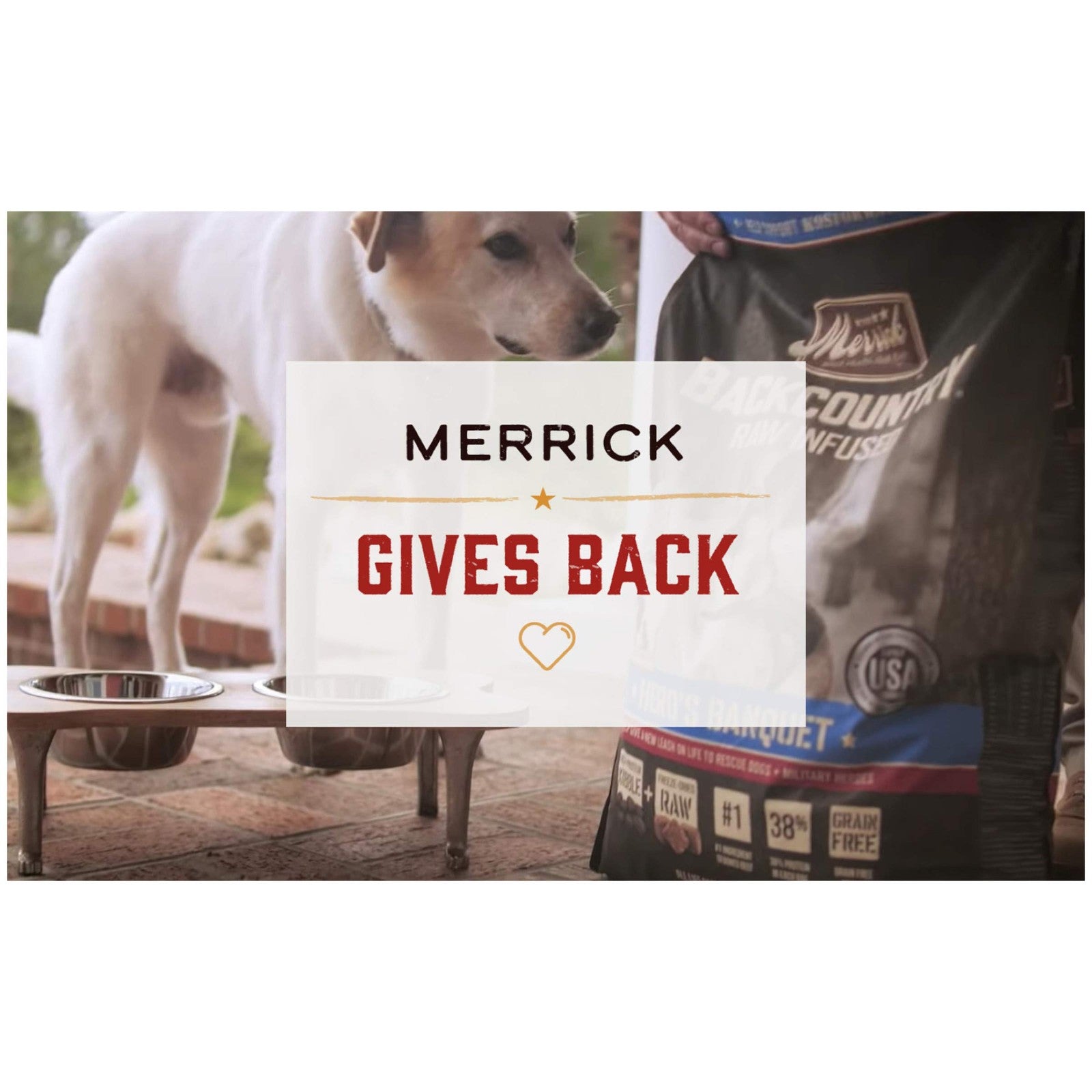 Canned Merrick Limited Ingredient Diet Healthy Grains dog food with chicken and brown rice in a metal can