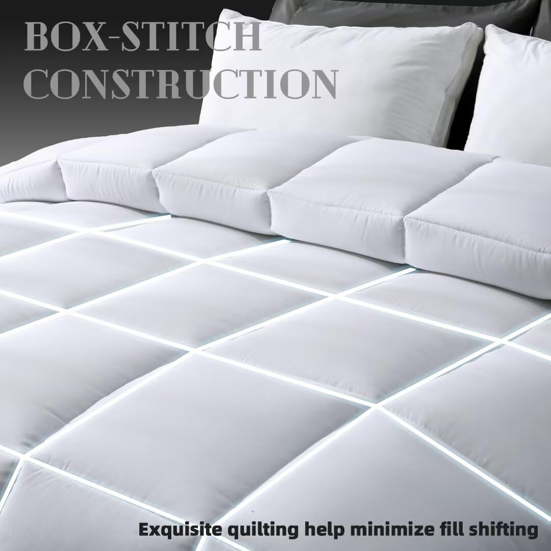 White Downcool full-size all-season duvet insert, lightweight down comforter for cozy, breathable sleep.