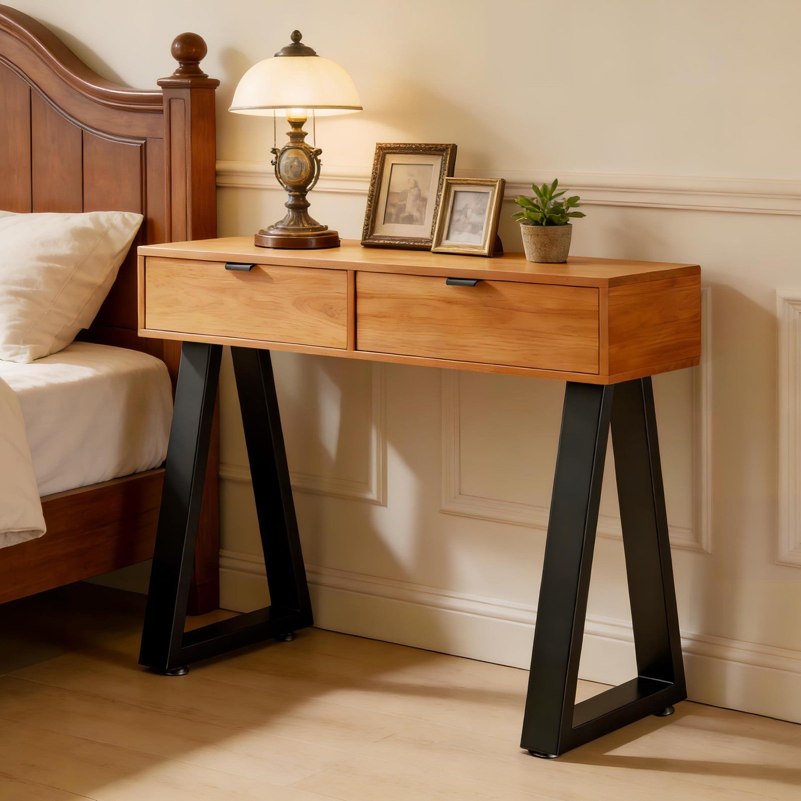 Black 24-inch metal table legs by Y-CFHFC, industrial style, ideal for DIY desk furniture, sturdy and modern in design.