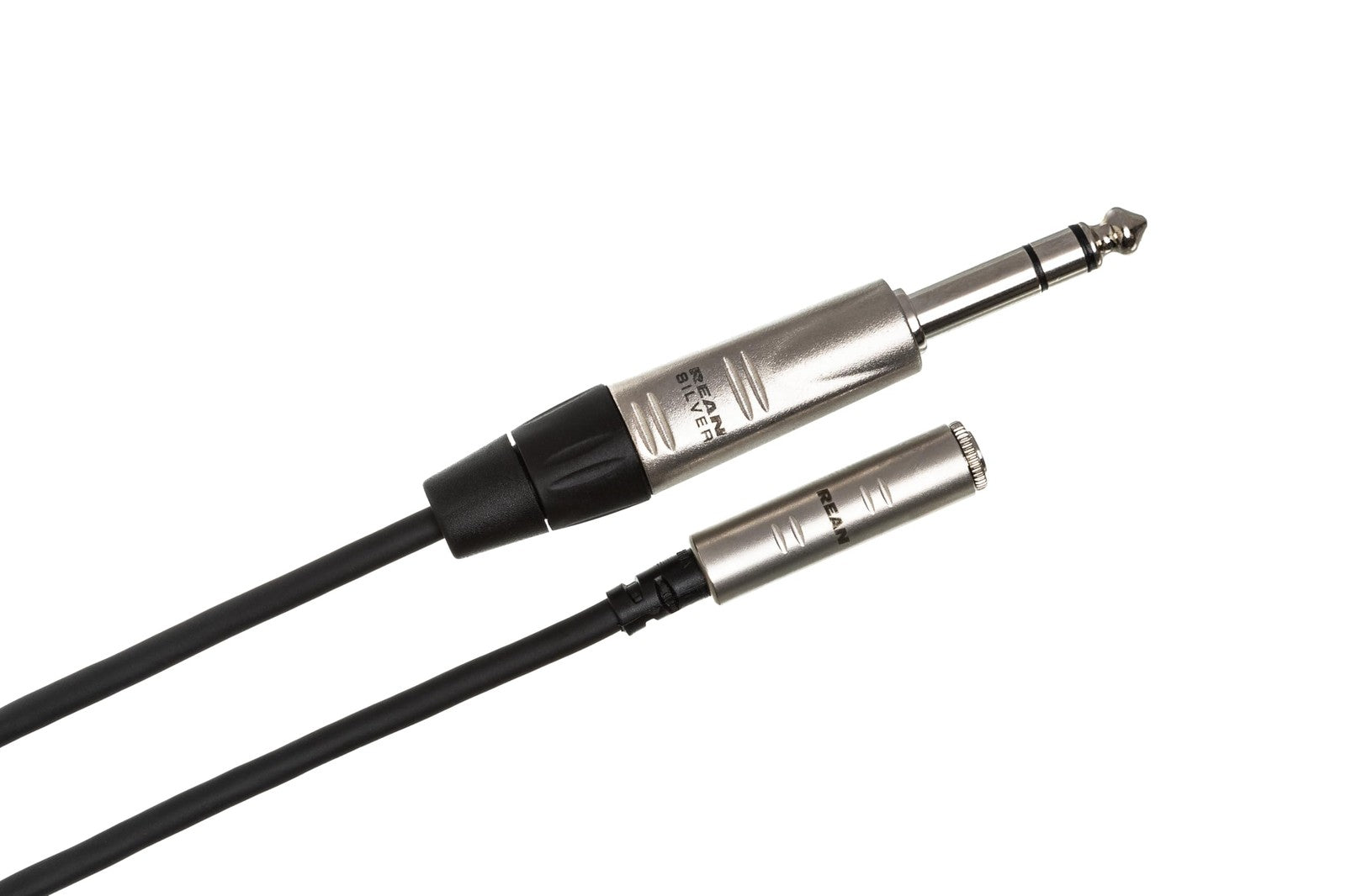 Hosa HXMS-010 Pro headphone adaptor cable with REAN 3.5mm TRS to 1/4 inch TRS connectors, 10 feet long.