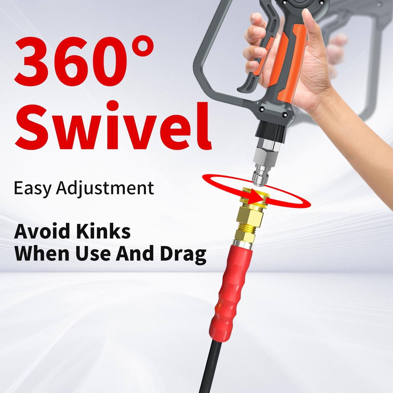 Heliwoo 25ft pressure washer hose with 3/8-inch diameter, kink-free design, suitable for high-pressure cleaning up to 4800 PSI.