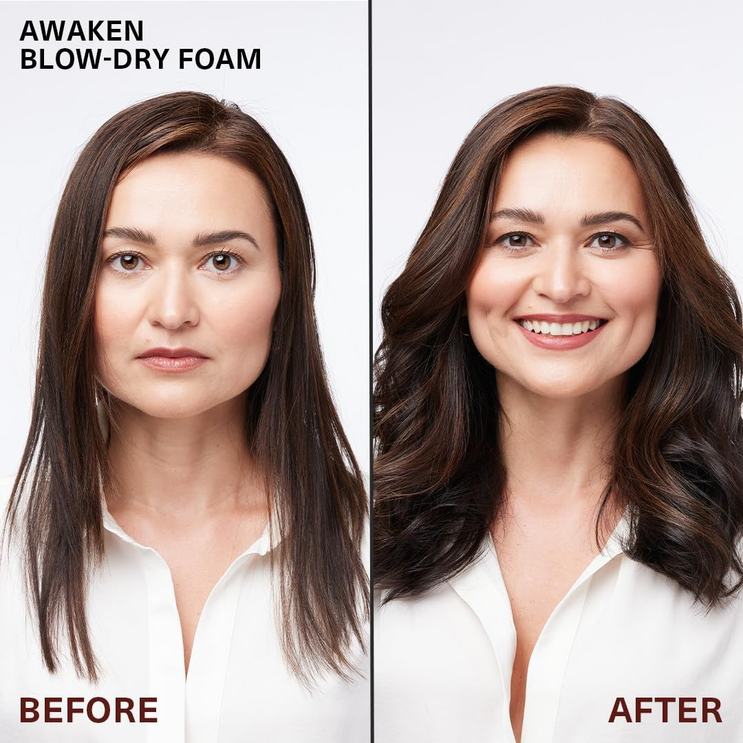 SURFACE Hair Awaken Thickening Blow Dry Foam for fine, fragile hair, providing protectant, strengthening, and volume enhancement.