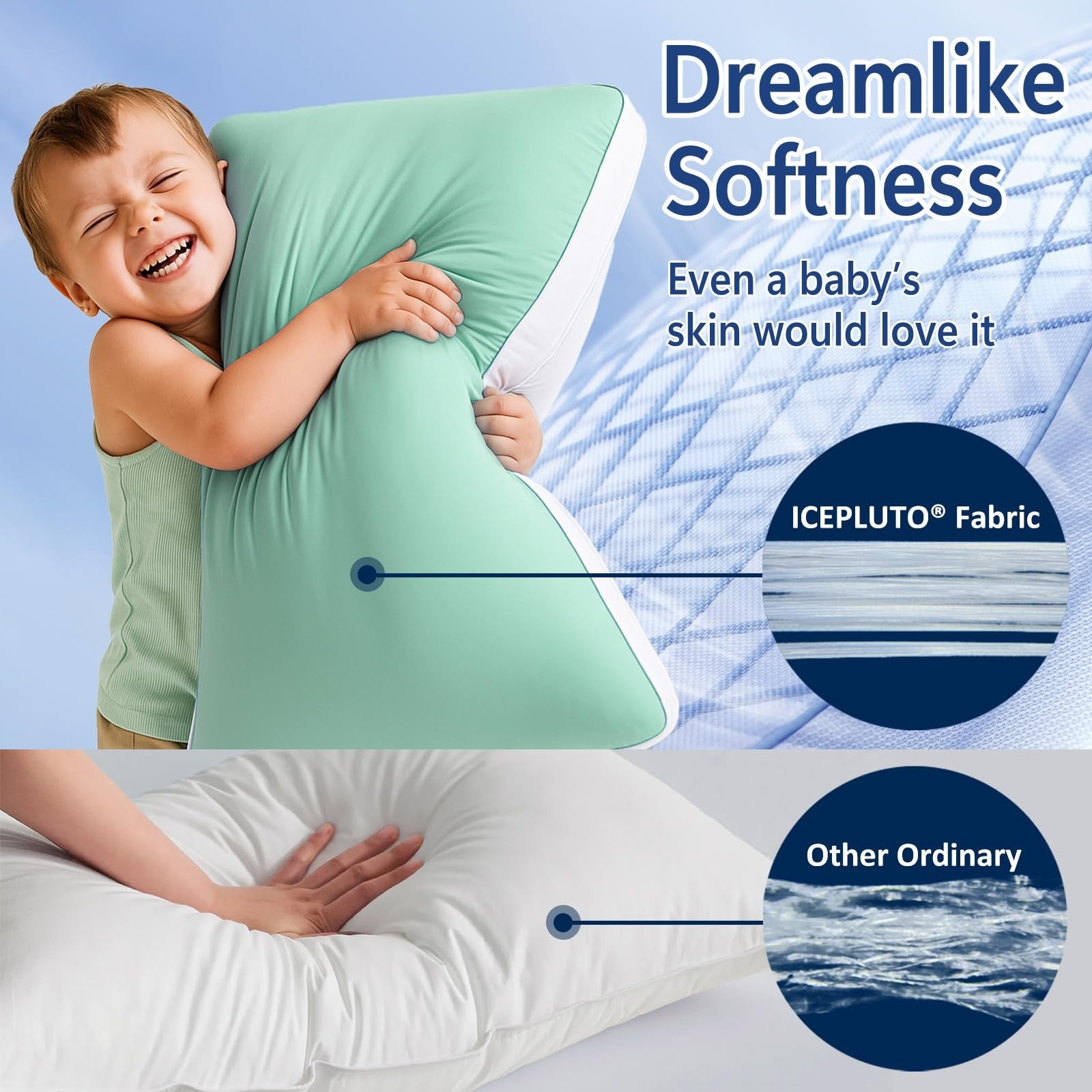 Set of two MEELUS queen size silky soft pillows with down alternative filling, perfect for luxurious hotel-style bedding.