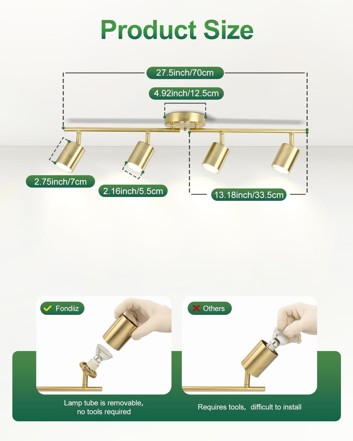 Fondiiz 4-way track lighting with rotatable heads, modern track light fixture for adjustable illumination.