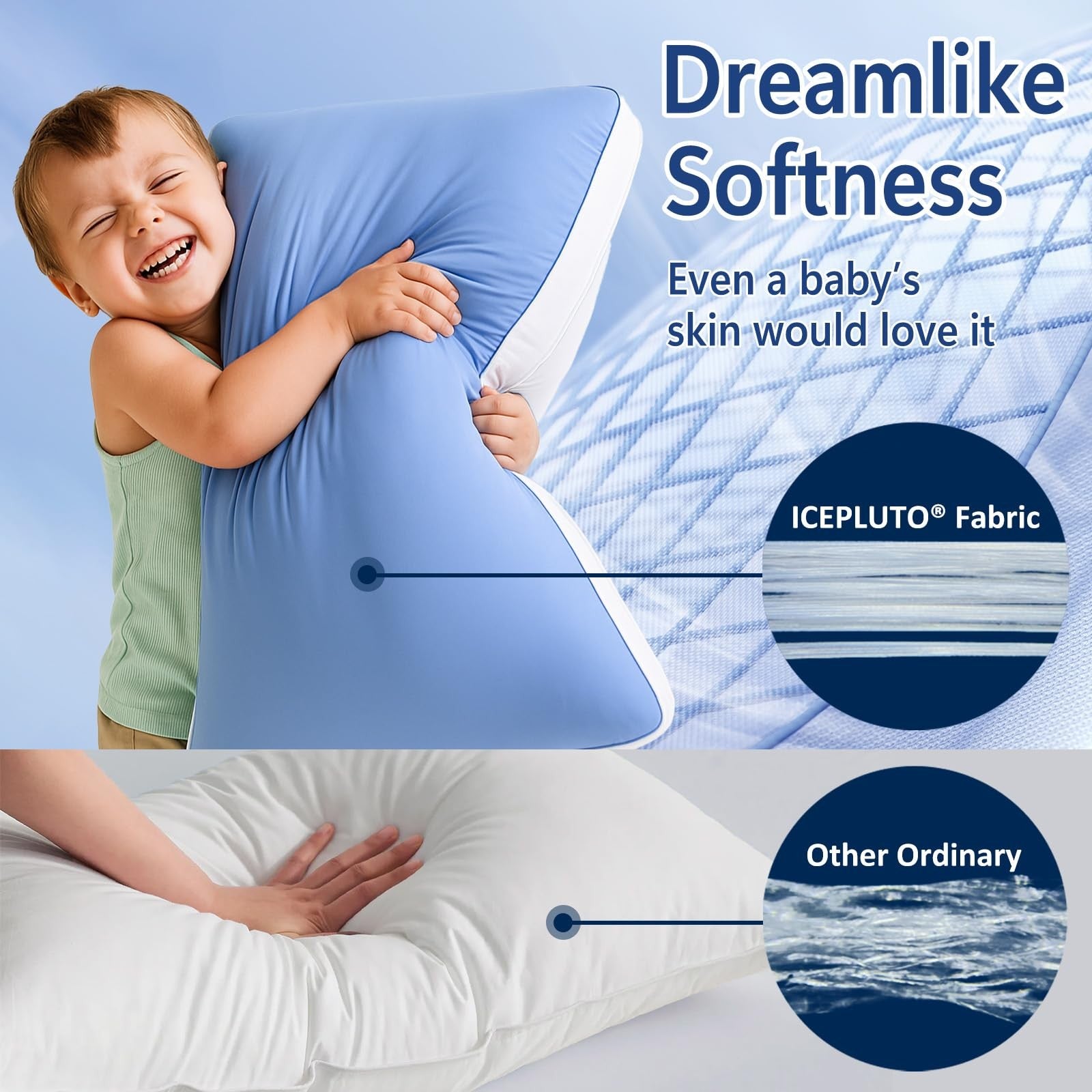 Set of two MEELUS queen size silky soft pillows with luxury hotel down alternative filling, ideal for comfortable sleep.