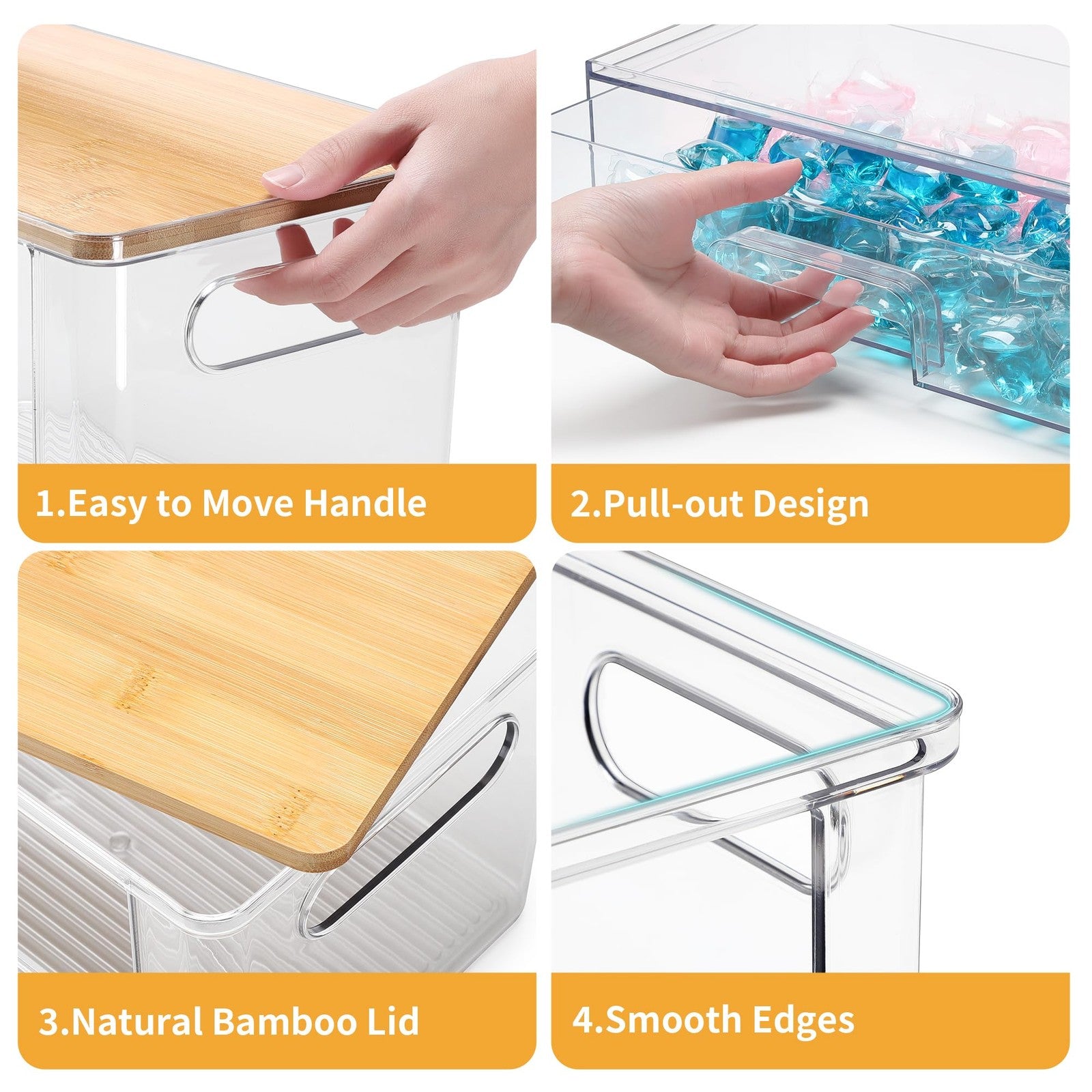 YAFFWA 2-piece trash bag holder under sink stackable storage for laundry room, showing durable plastic construction and organized design.