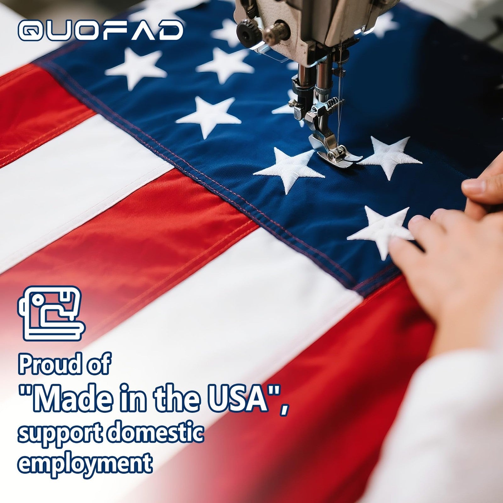 American flag 4x6 heavy-duty nylon outdoor flag with embroidered stars and stripes, weather-resistant and sturdy, by QUOFAD.