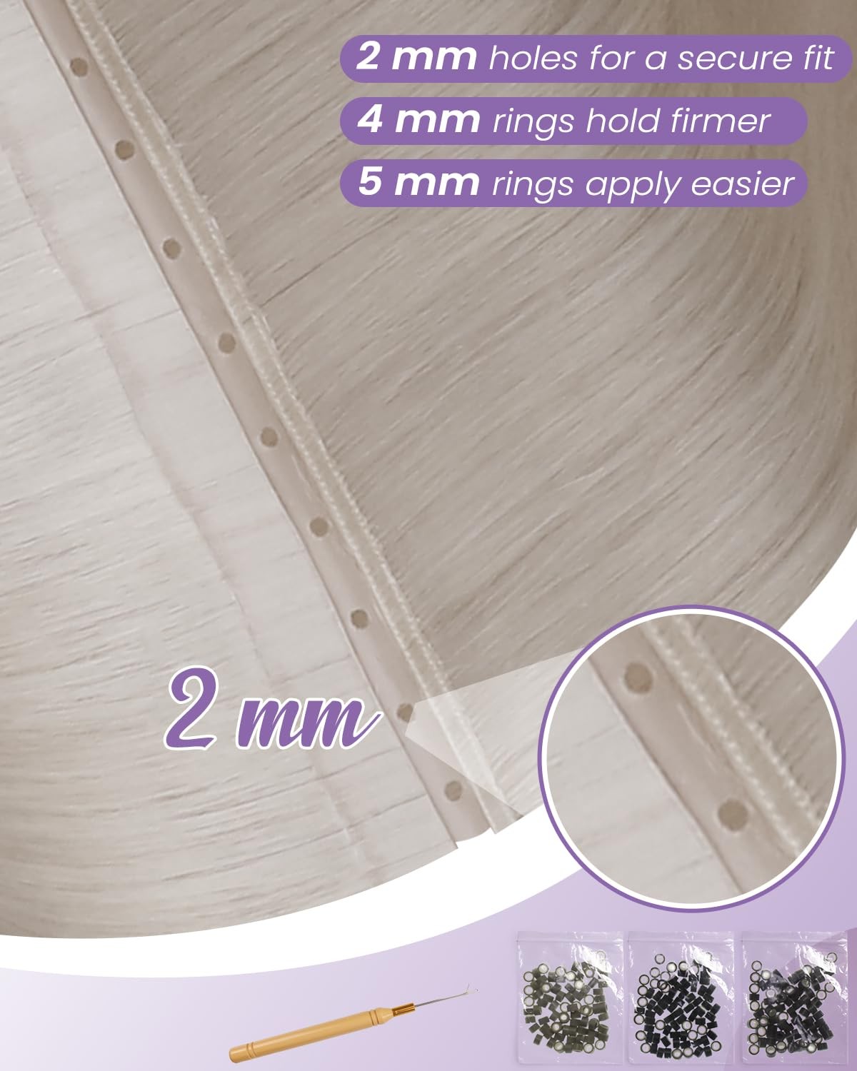 Blonde Laavoo Weft Butterfly Hair Extensions with double side butterfly design on natural hair.