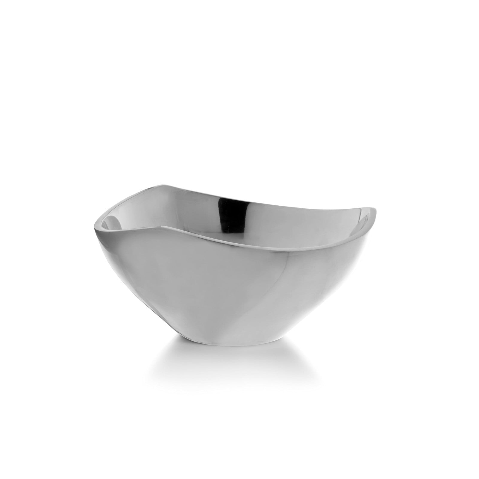 Nambe Tri-Corner Salad Bowl, 1 quart, chillable serving bowl for salads and entertaining, with sleek modern design.