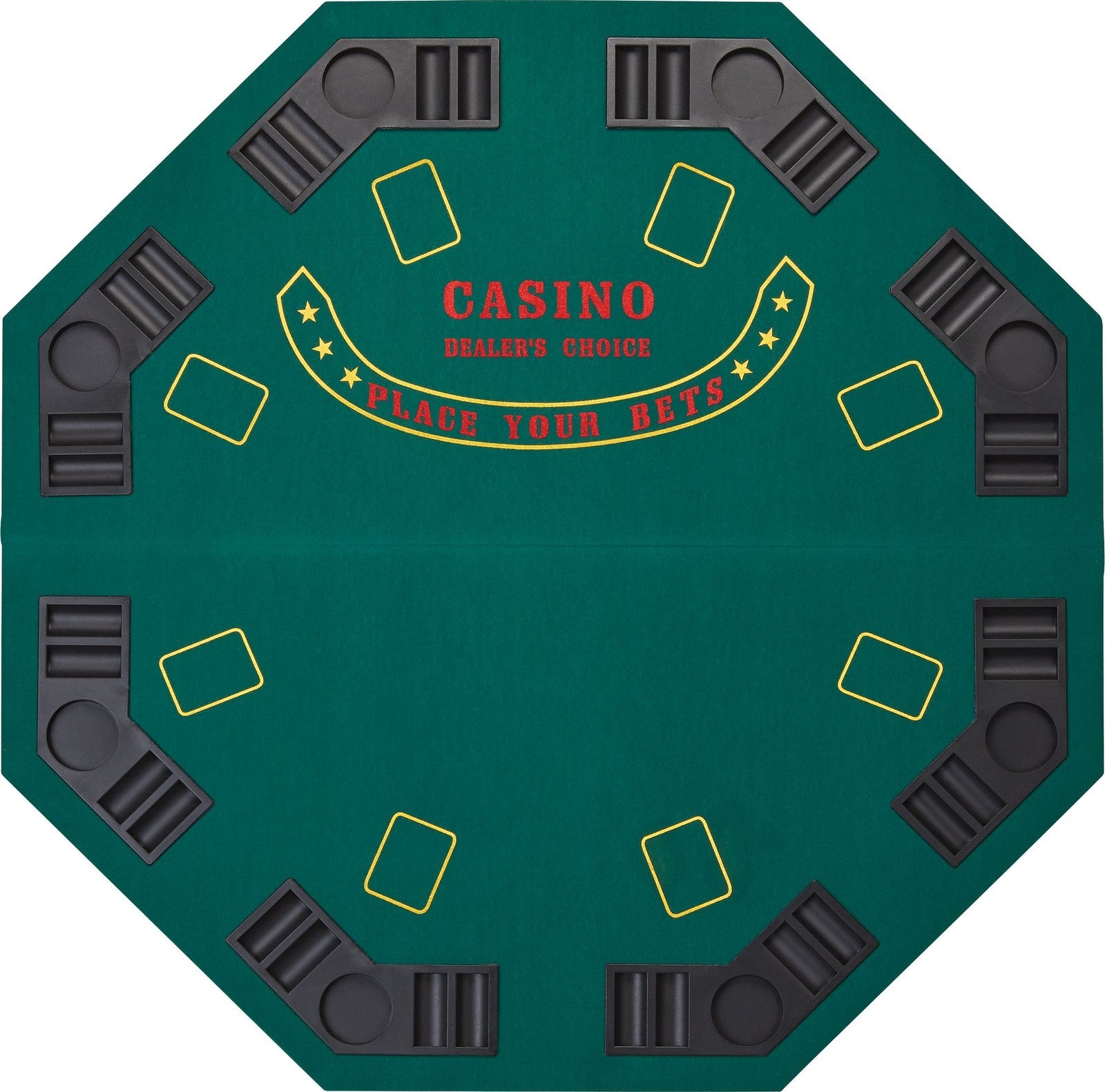 Fat Cat folding poker table for 8 players with carrying case, chip tray, and drink holders, ideal for home poker games.