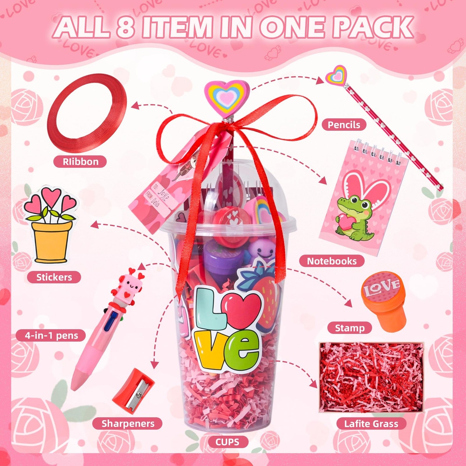 LiYiQ 247-piece Valentine's Day classroom gift set with return gifts, including party favors and small surprises for kids.