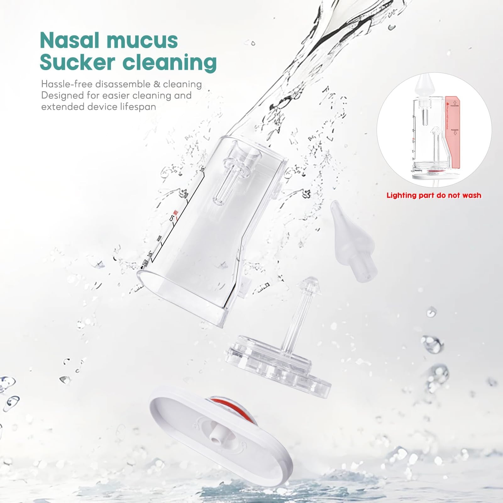 Termichy electric nasal aspirator for babies with rechargeable design and 9 suction levels, used for gentle nasal clearance.