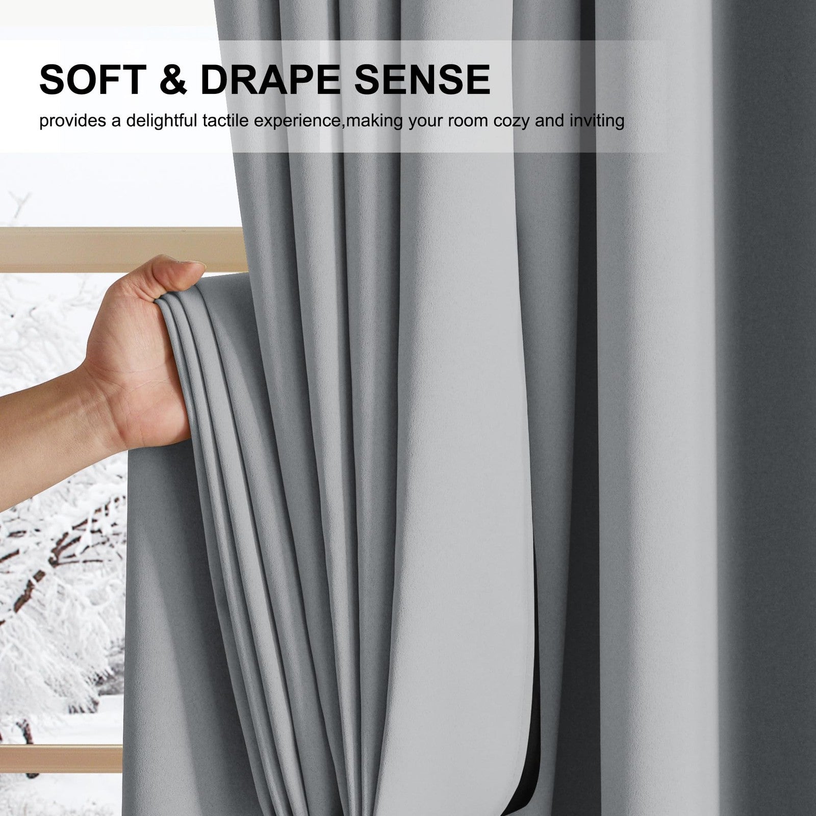 NICETOWN blackout curtains with grommets, 84-inch long, two panels, ideal for bedroom window coverage.