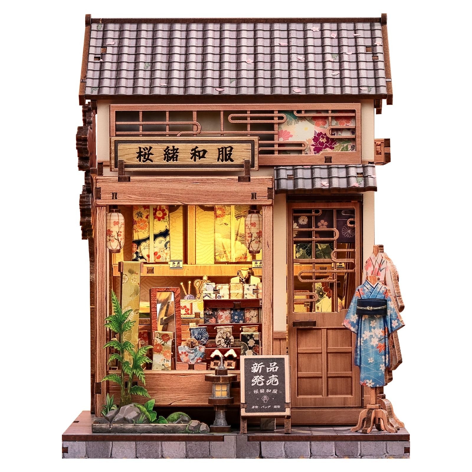 Fsolis Japanese Book Nook Kit miniature house for bookshelf DIY kit for adults, detailed miniature interior and exterior design