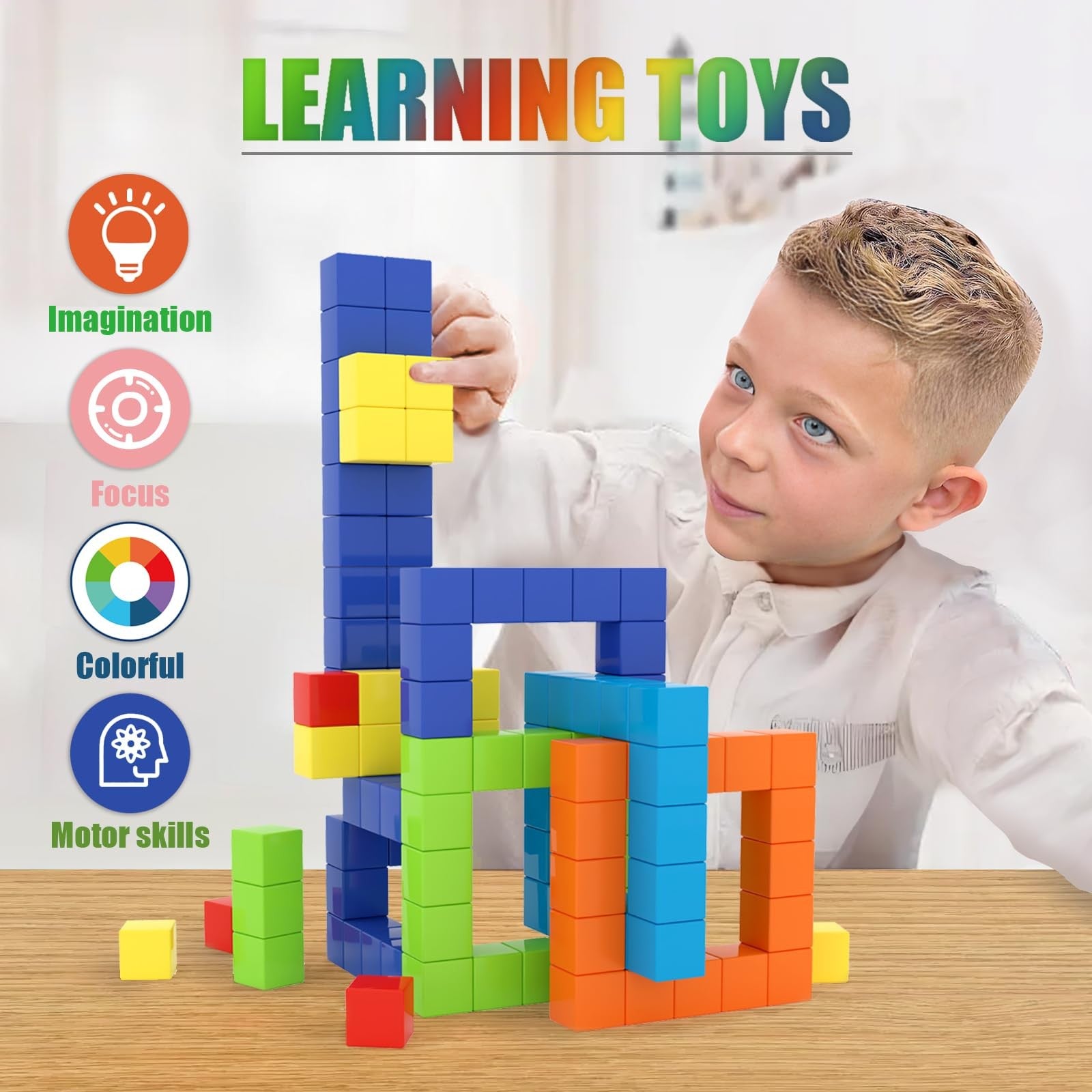 BananMelonBM magnetic building blocks set for toddlers, colorful plastic pieces for creative play and STEM learning for ages 3-5.