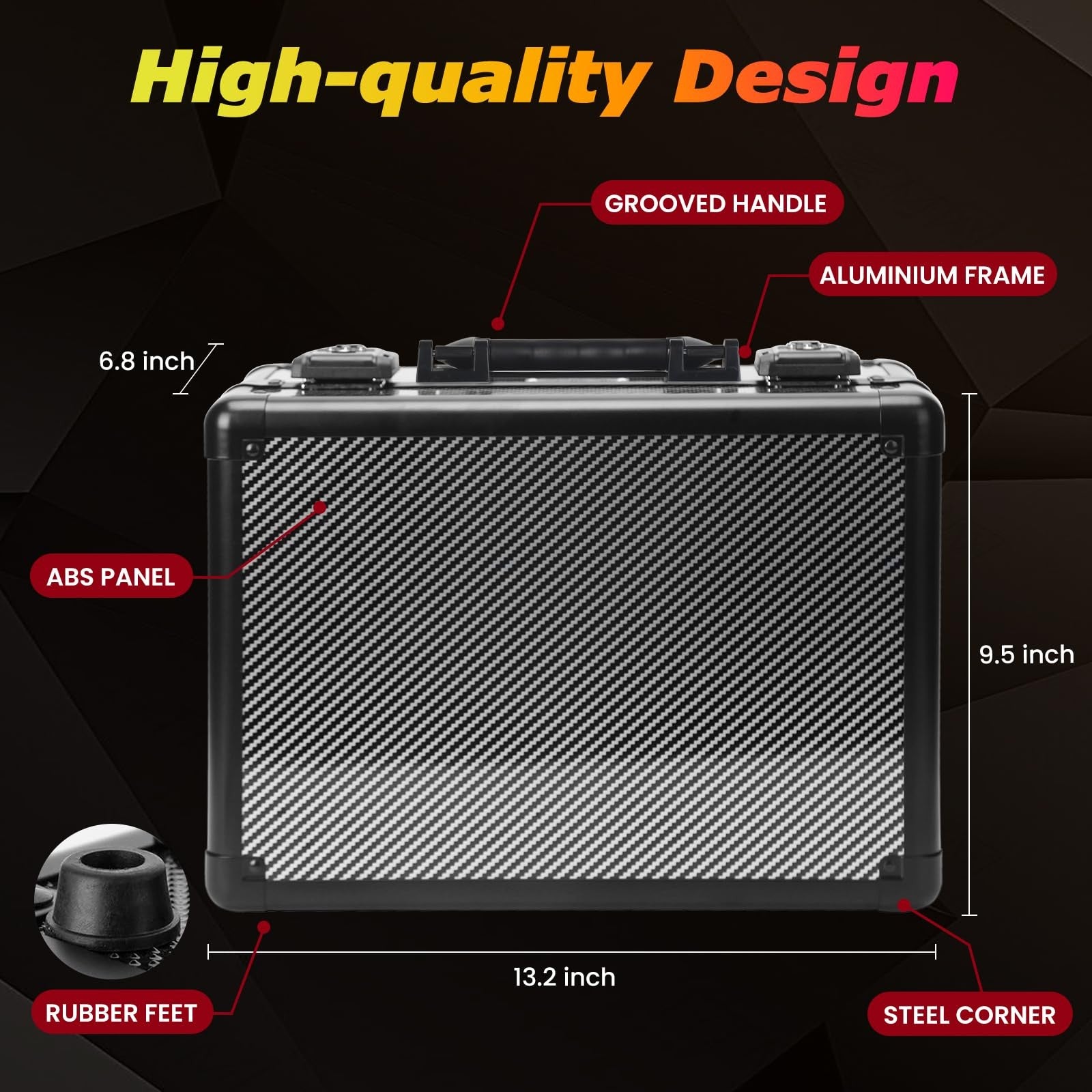 ZINHO graded sports card storage box with lock, waterproof trading card case, black exterior, and secure lid for collectible cards.