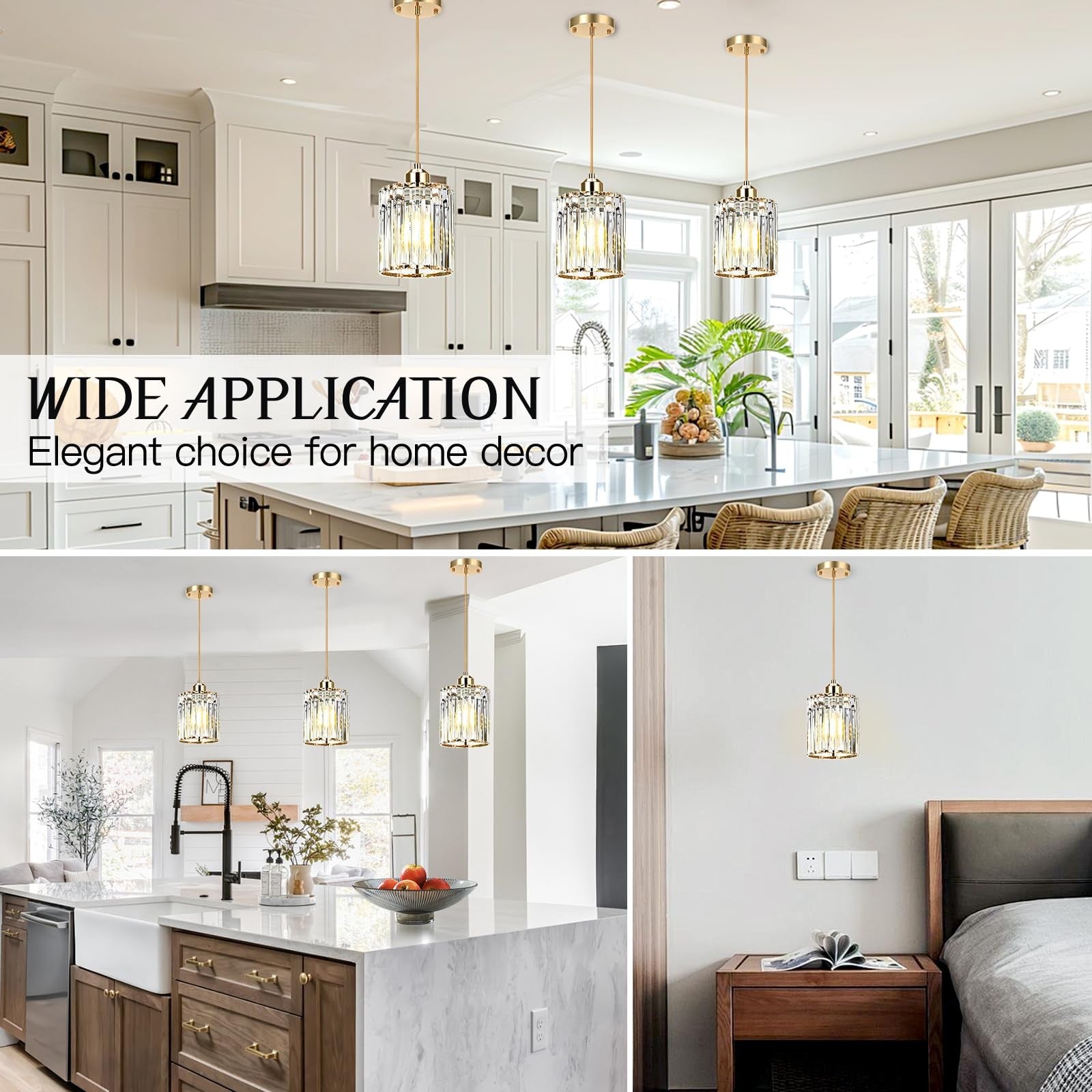 WKWKTOTO modern pendant light for kitchen island, elegant design with sleek metal finish and hanging cord lighting fixture.