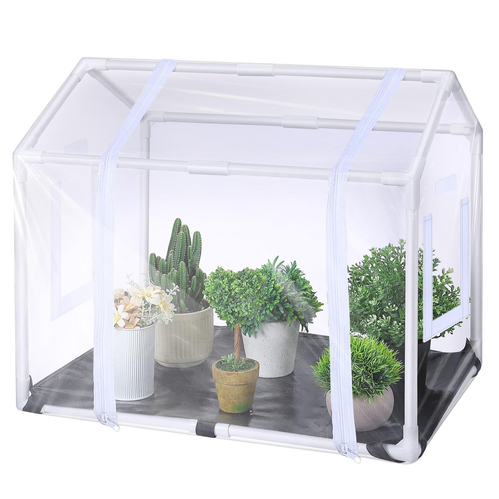Meonum Mini Greenhouse with Potting Mat for indoor plants, portable and heavy-duty for easy plant propagation and care.