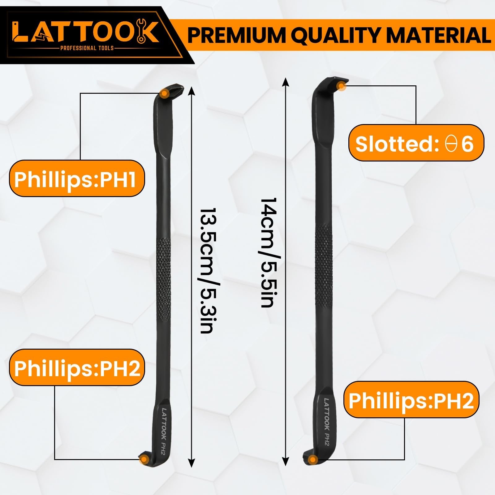 LATTOOK 5-piece right angle offset screwdriver set with Z-type and L-type screwdrivers, featuring 90-degree angles for tight spaces.