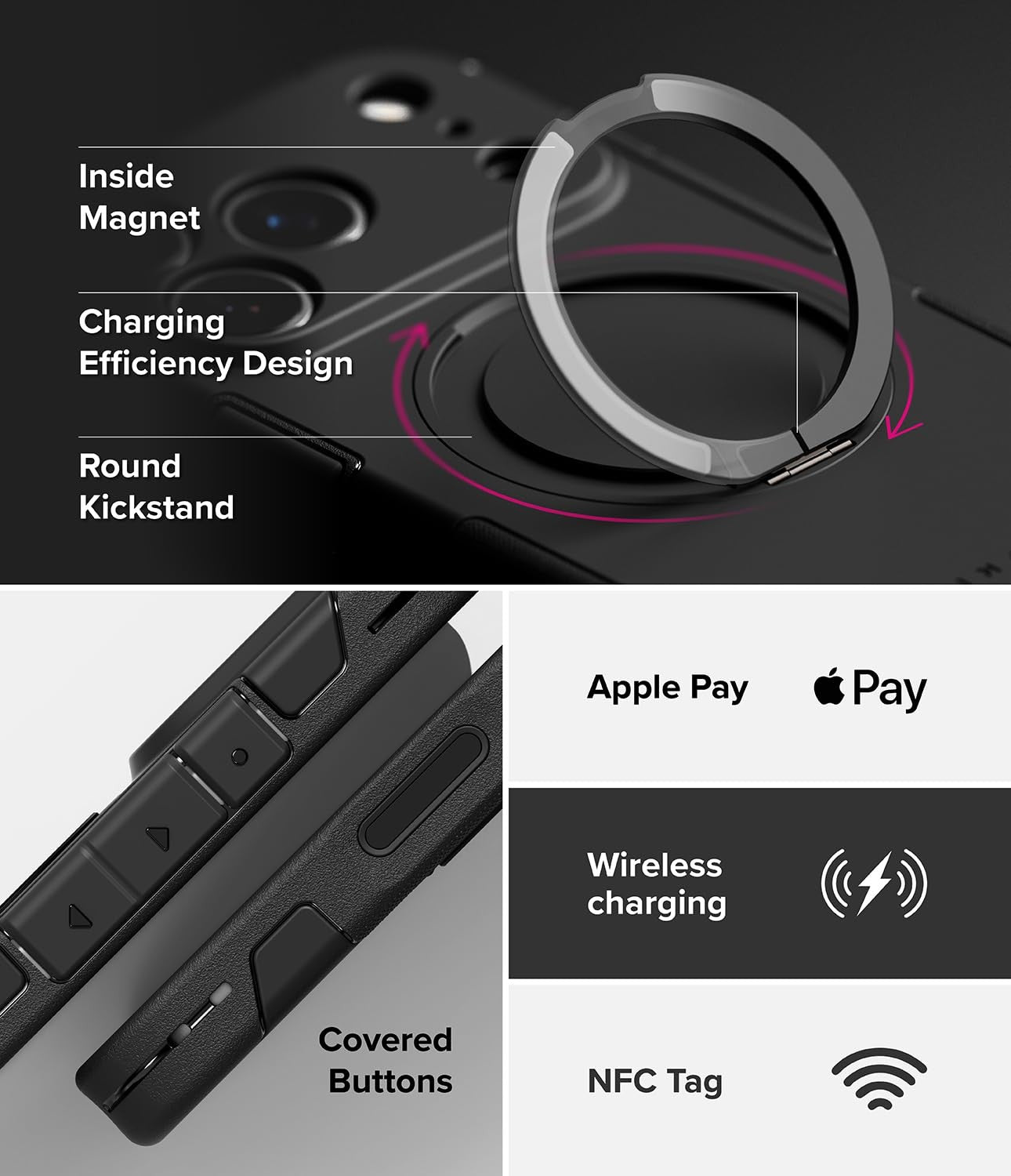 Ringke Alles Pro iPhone 17 Pro Max case with magnet, camera button, shockproof design, and 360° protection.