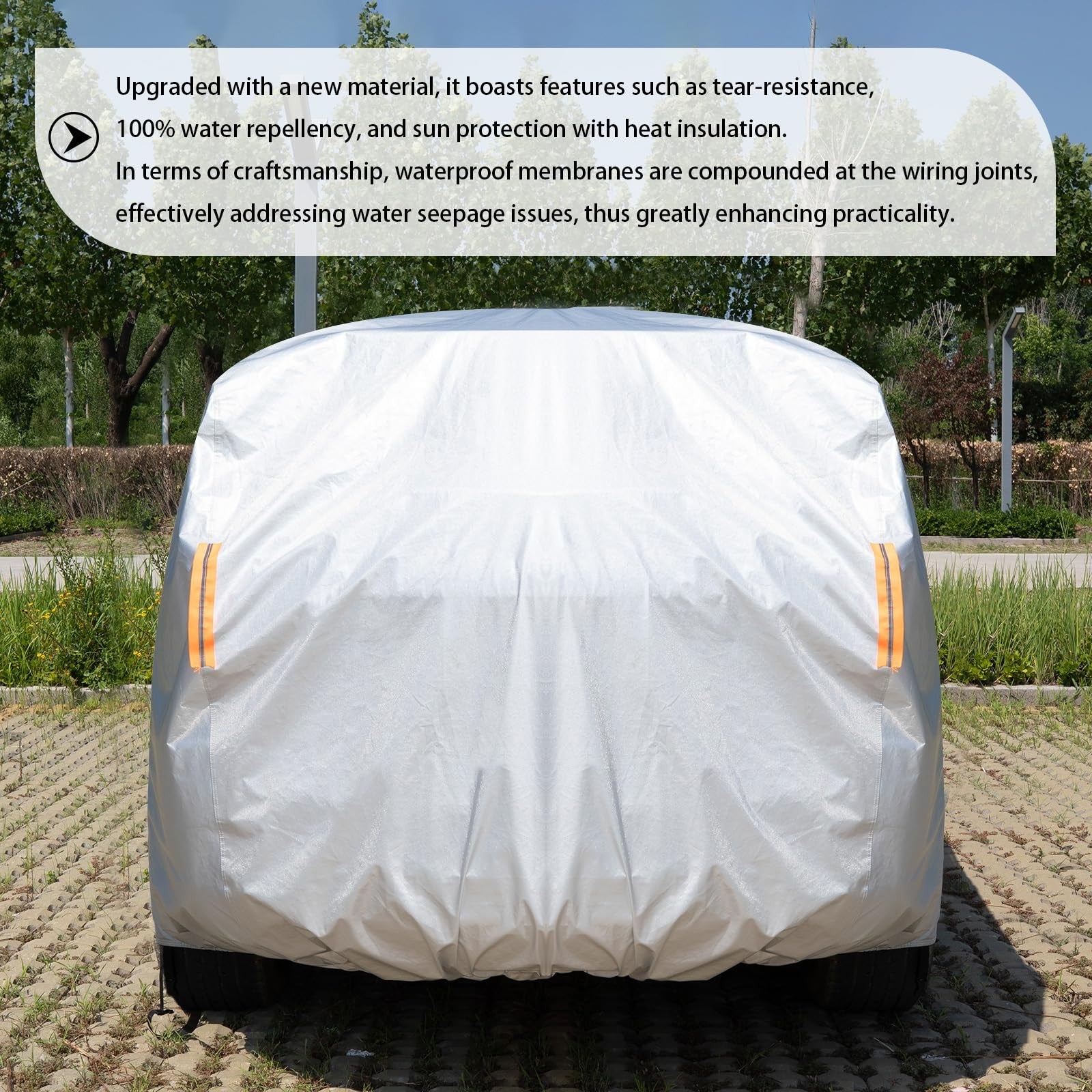 Talyetar waterproof car cover for all weather protection, designed for automobiles with driver side access, outdoor use.