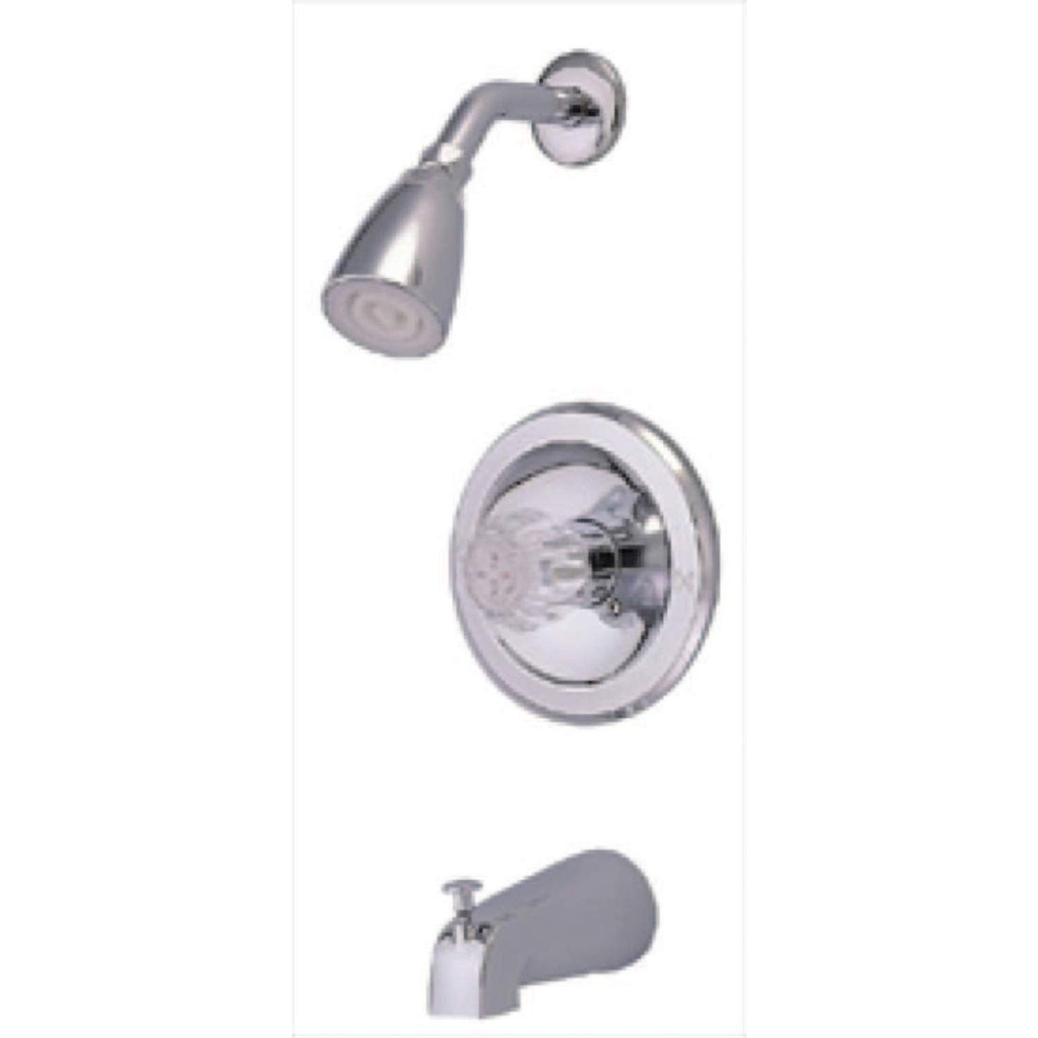Kingston Brass Americana single-handle tub and shower faucet in polished chrome finish, featuring a sleek, modern design.