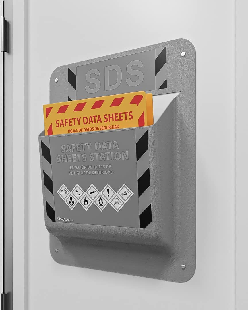 Yellow Safety SDS binder set with three heavy-duty 1.5-inch binders in yellow, designed for 2024 safety document organization.